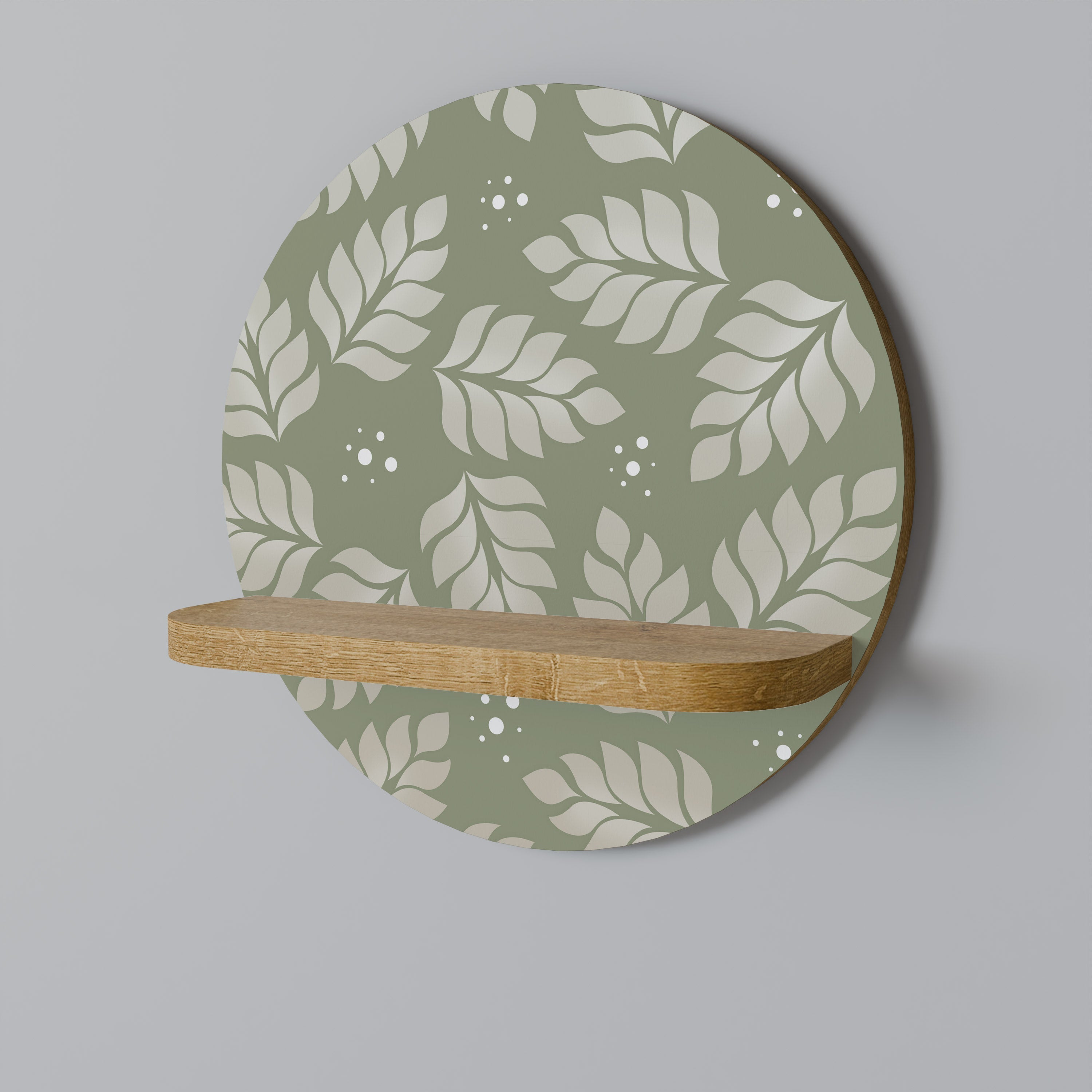 LEAVES ON GREEN Prateleira Redonda Decorativa em Efeito Carvalho