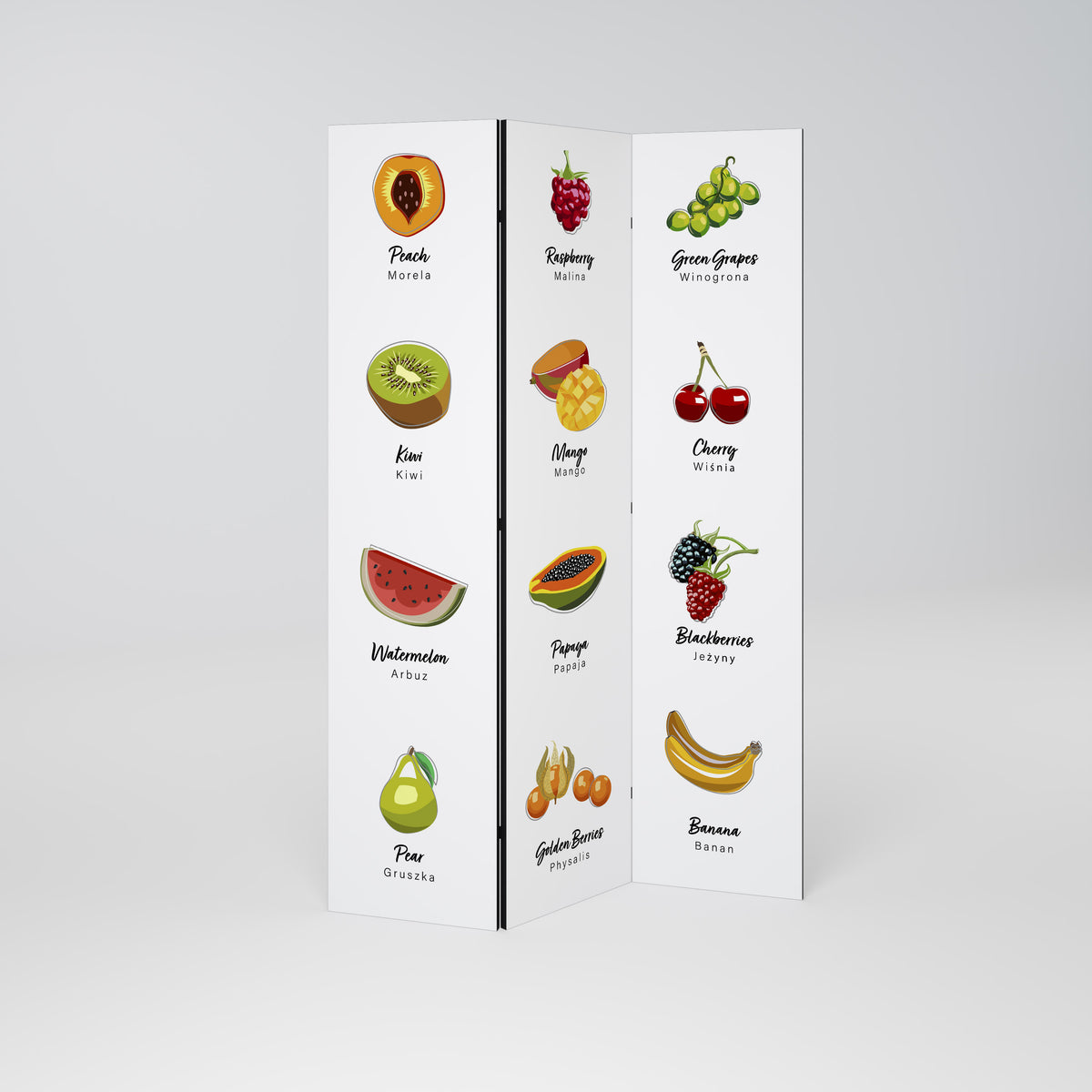 FRUIT LESSON Biombo de 3 Painéis
