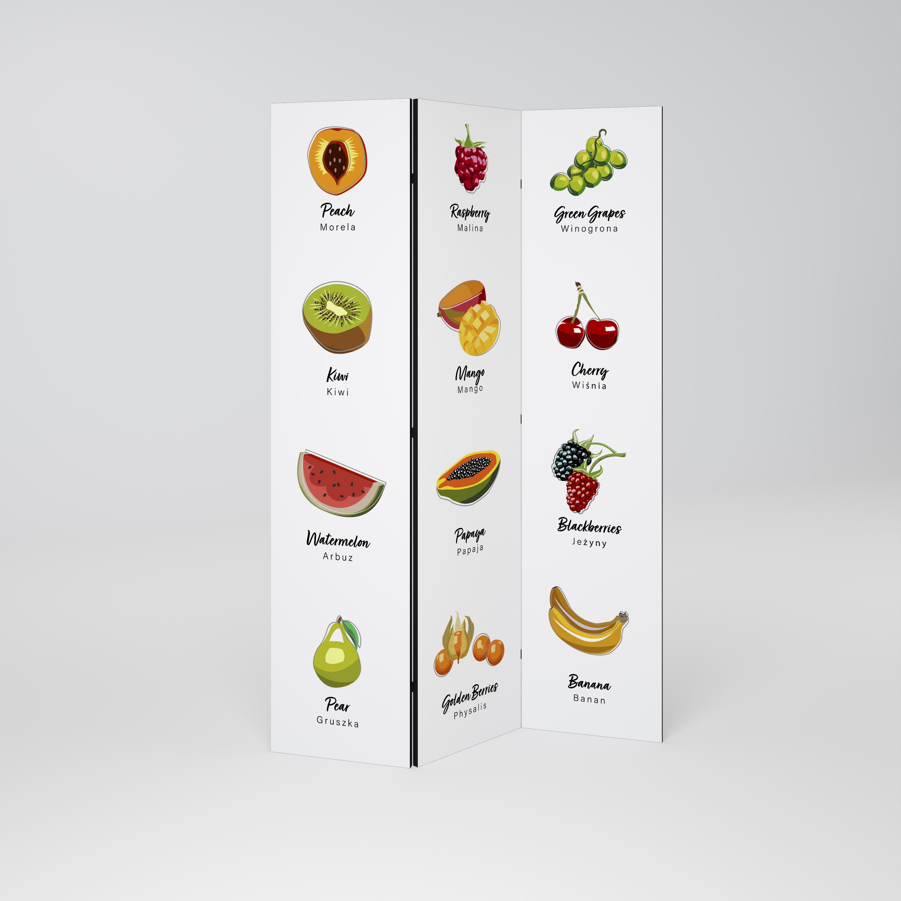 FRUIT LESSON Biombo de 3 Painéis