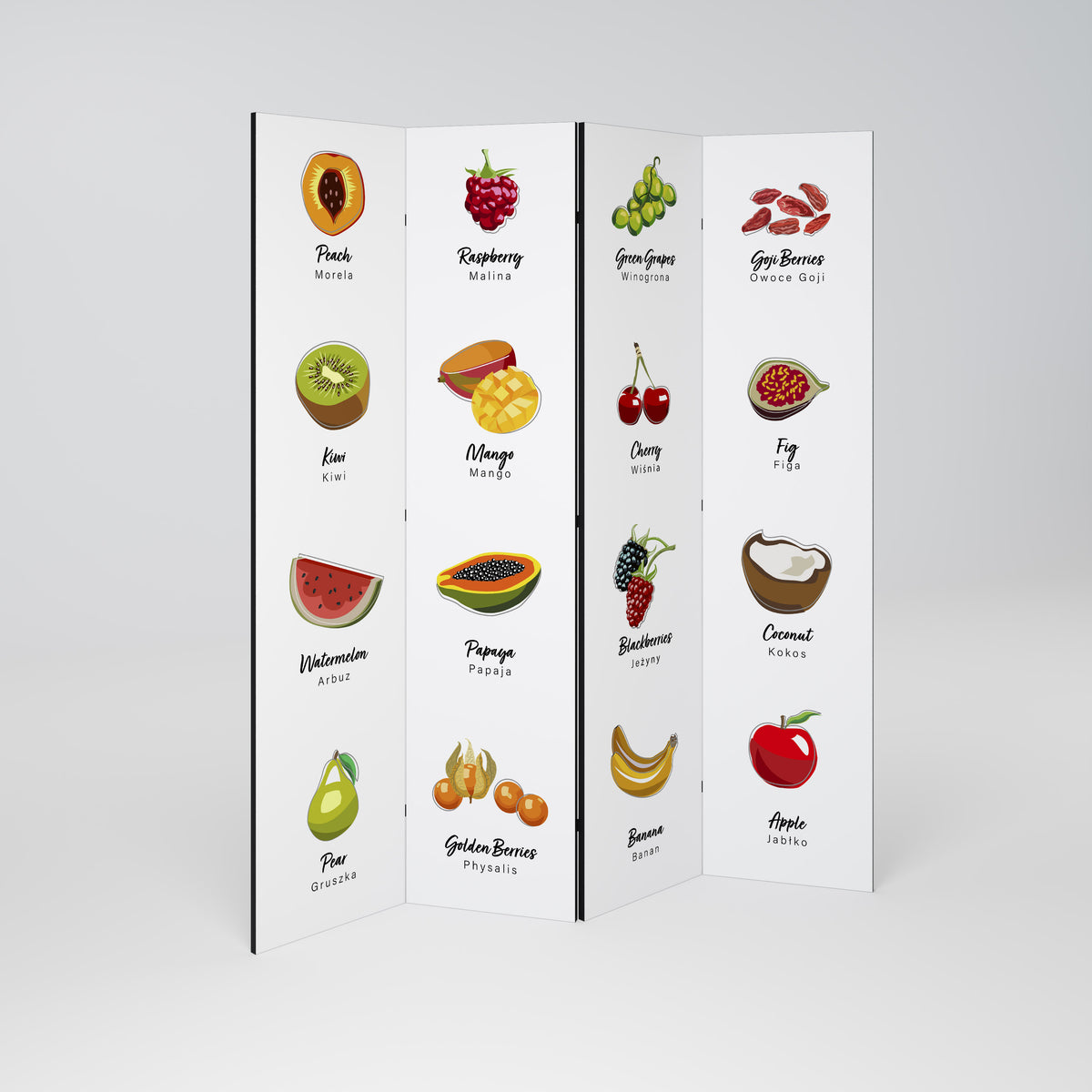 FRUIT LESSON Biombo de 4 Painéis