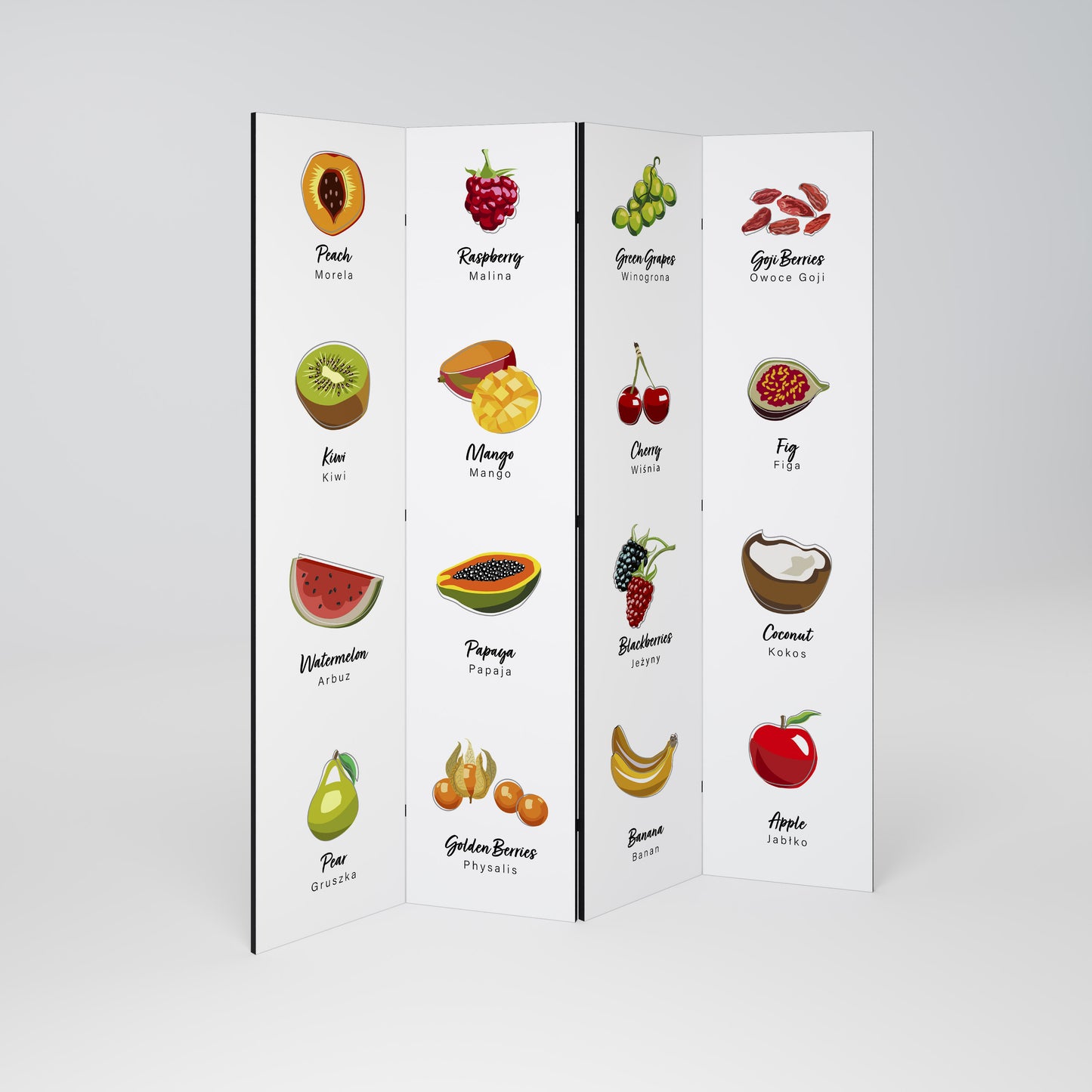 FRUIT LESSON Biombo de 4 Painéis