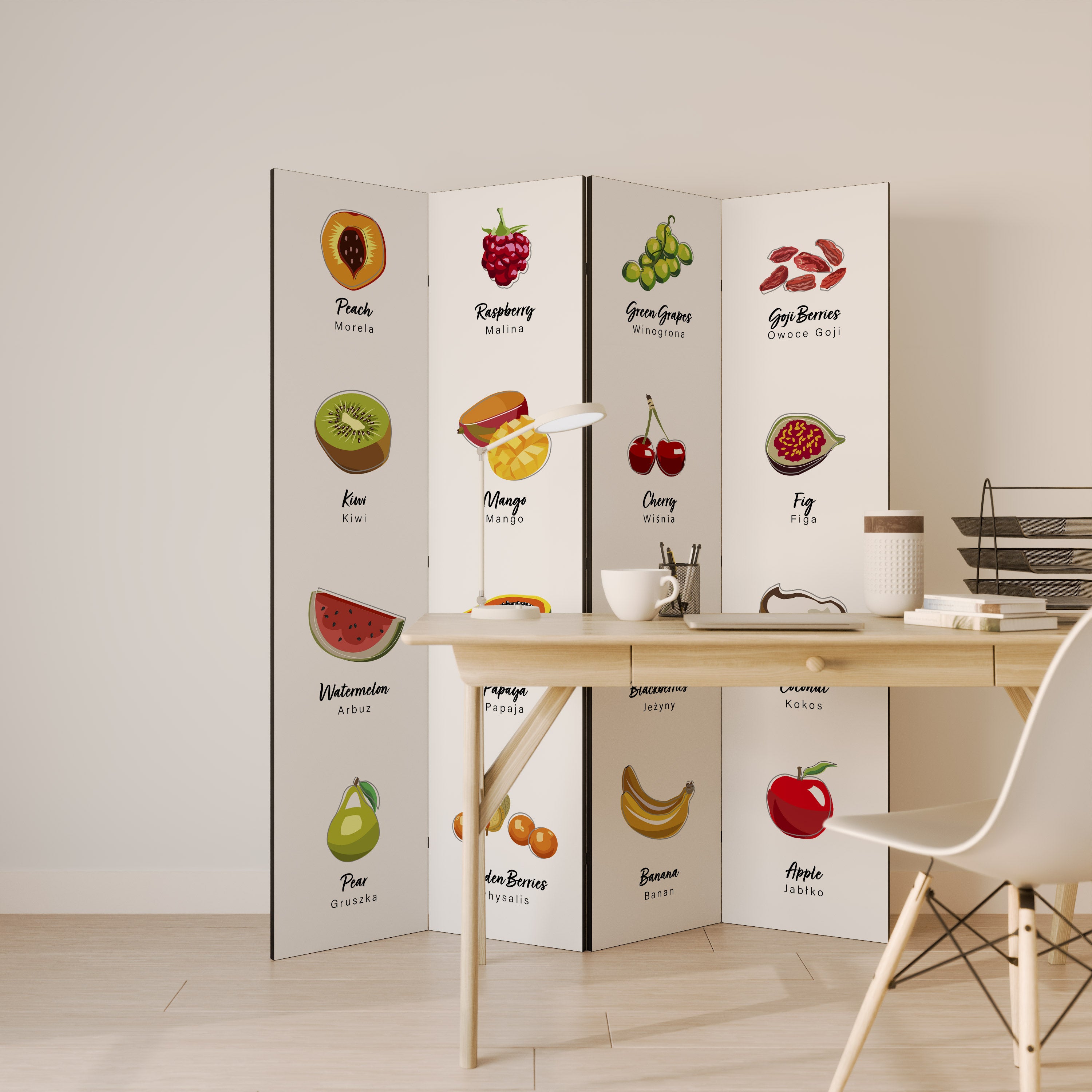 FRUIT LESSON 4-Panel Room Divider