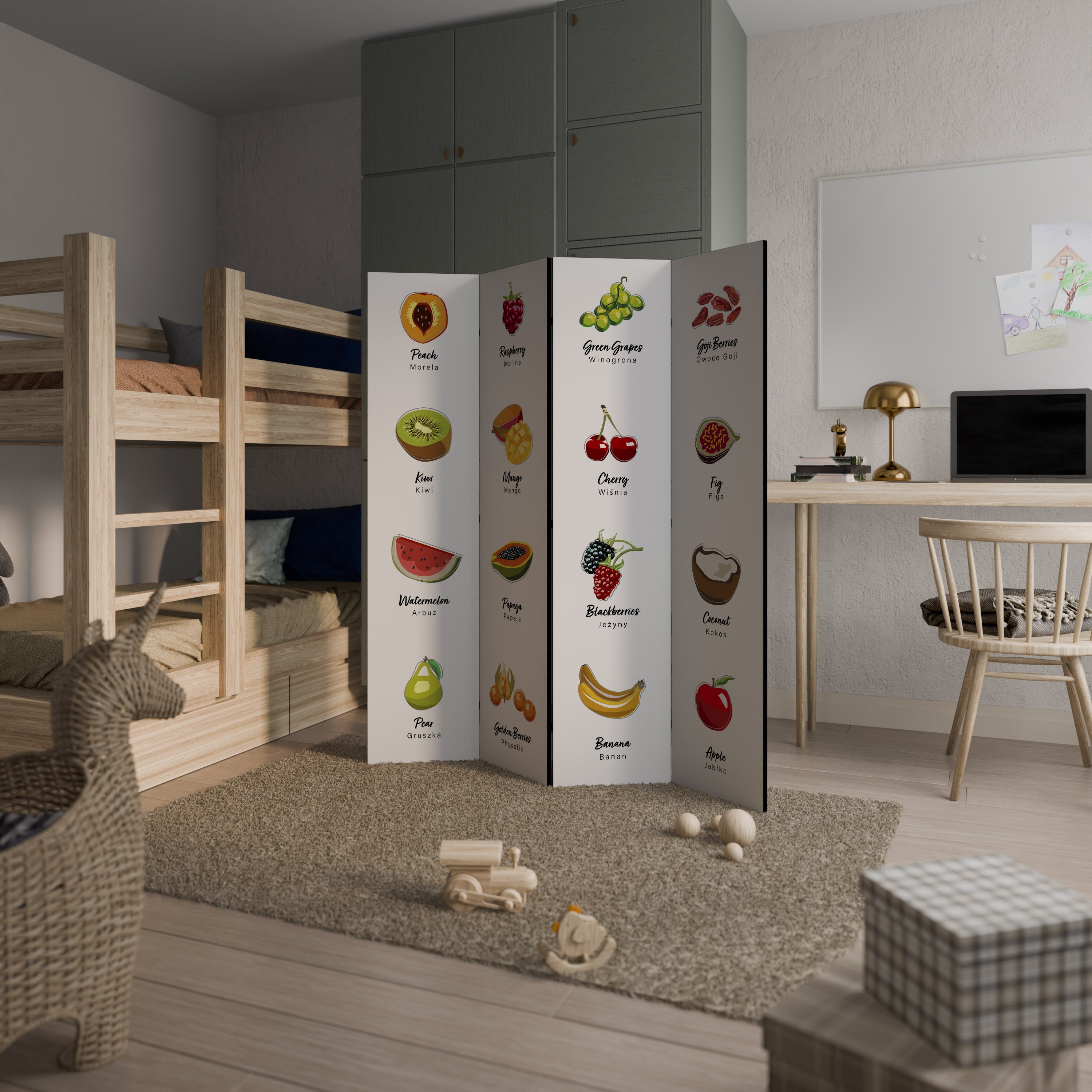 FRUIT LESSON 4-Panel Room Divider
