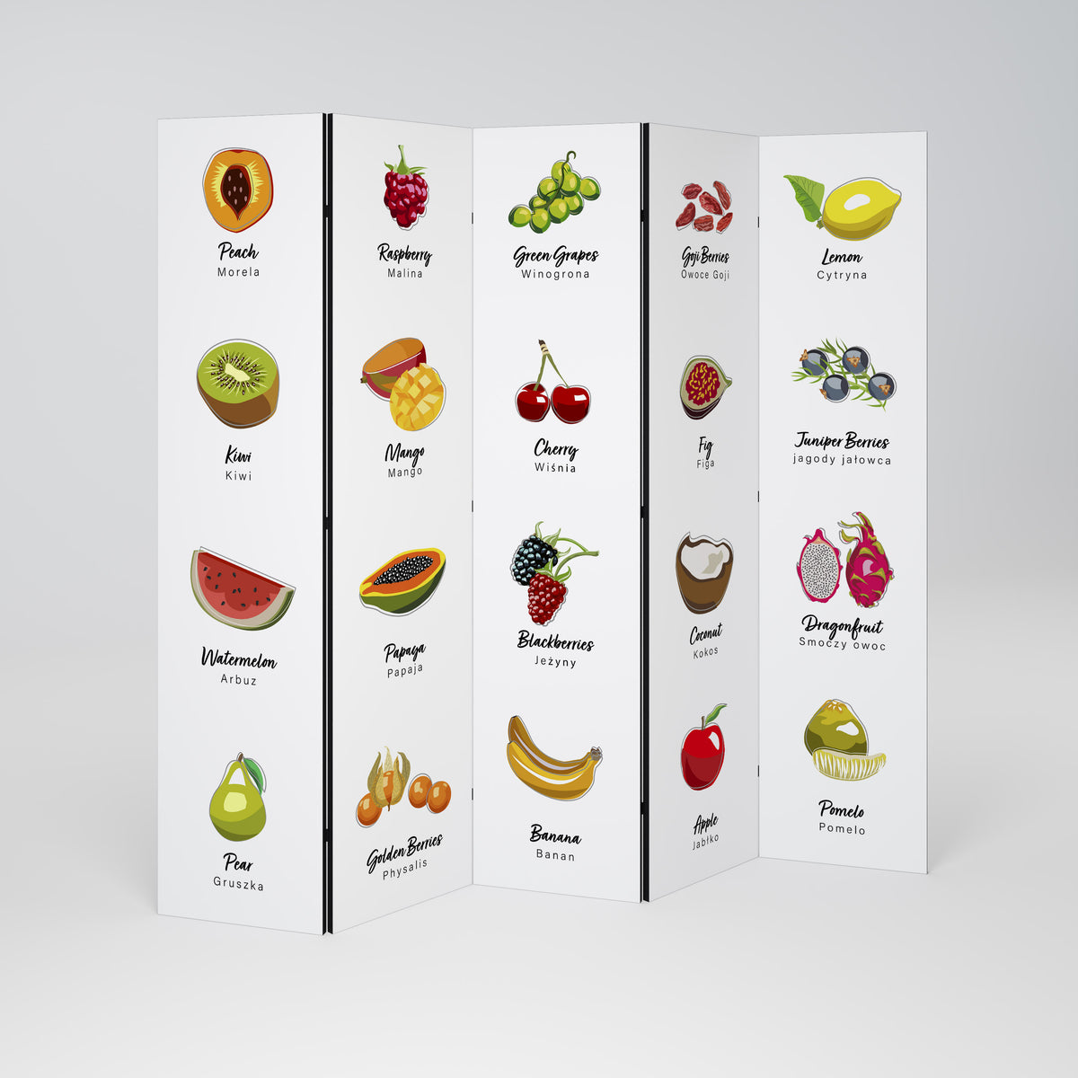 FRUIT LESSON Biombo de 5 Painéis
