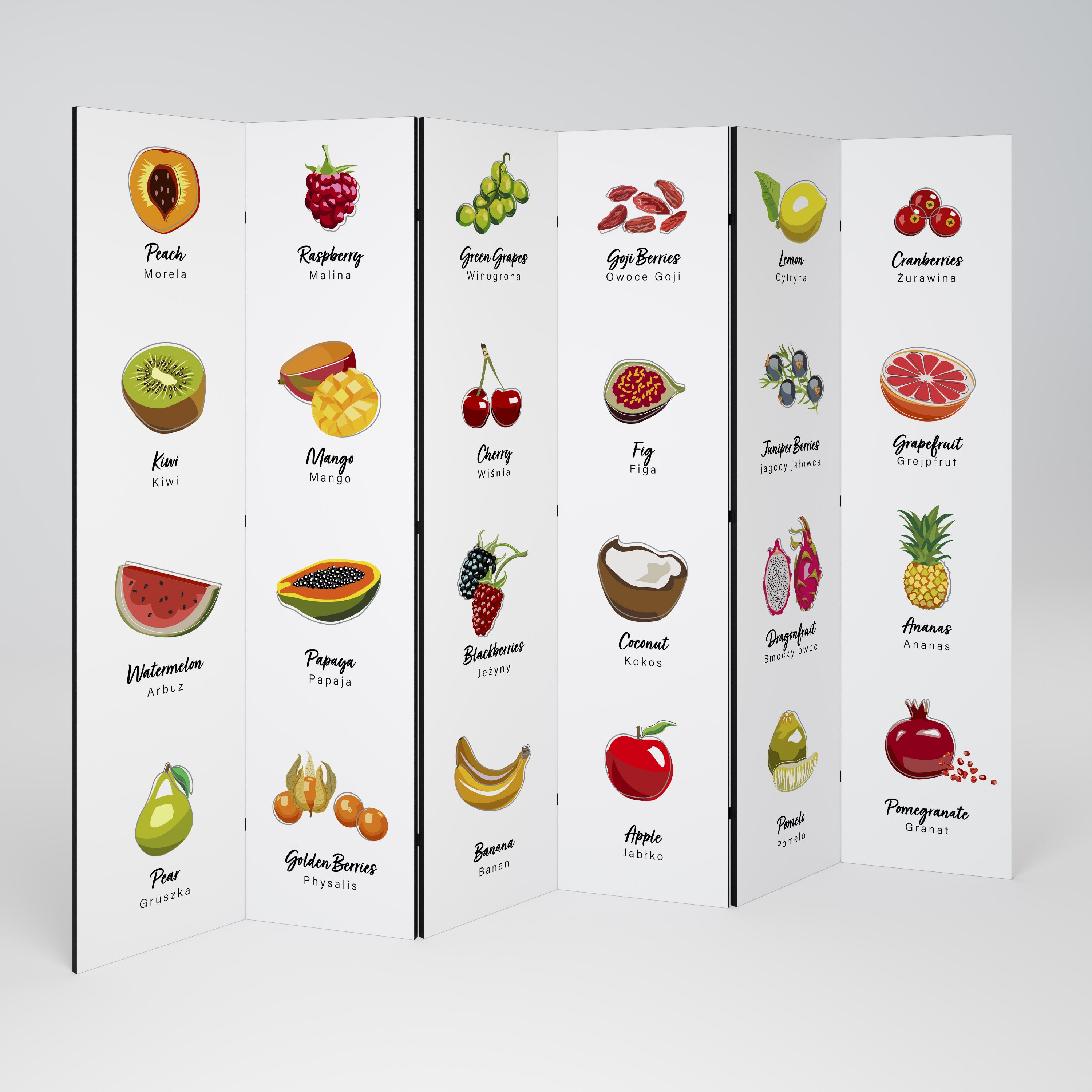 FRUIT LESSON Biombo de 6 Painéis