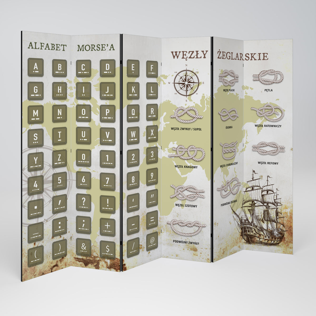 MORSE AND KNOTS Biombo de 6 Painéis