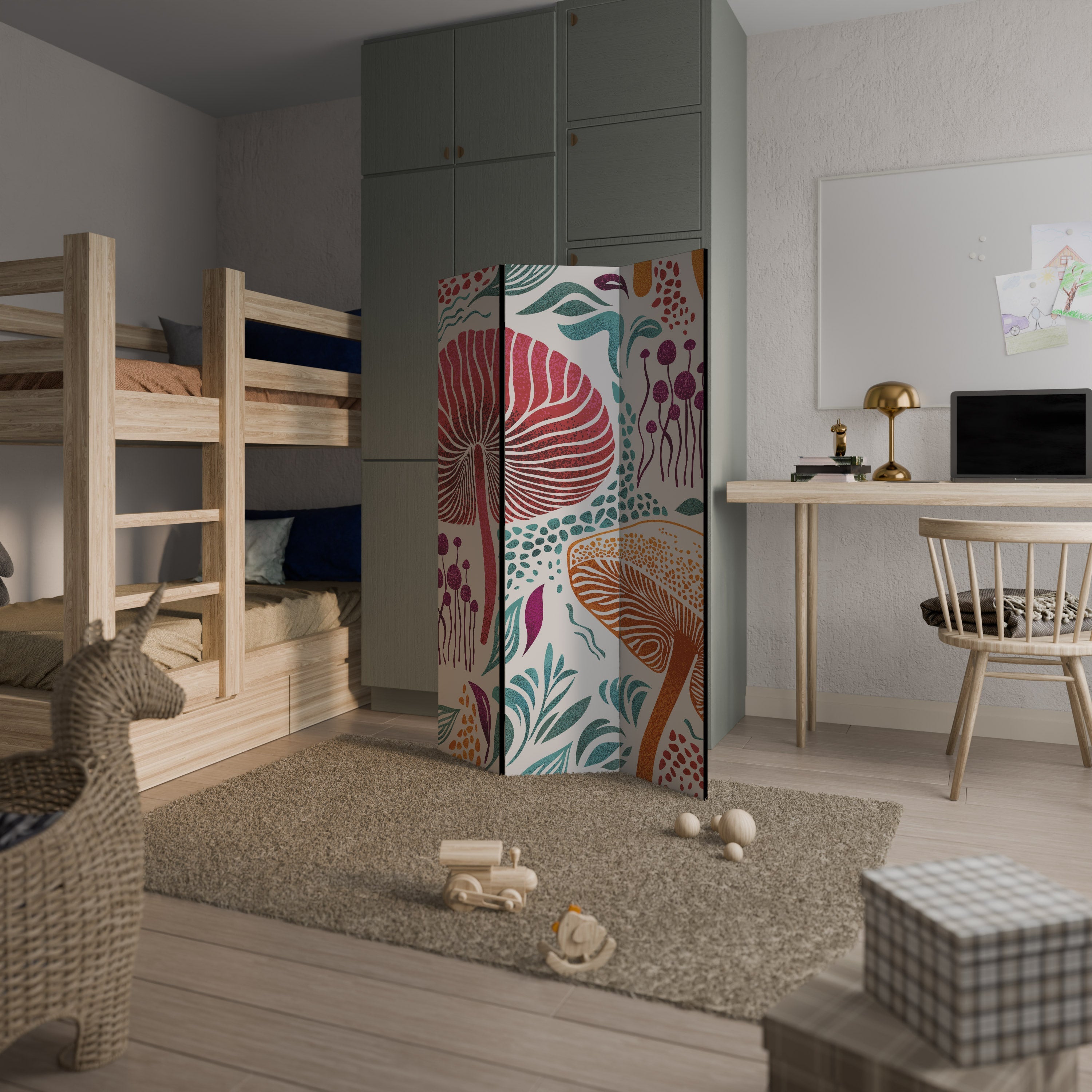 FUNGUS FANTASY Biombo Decorativo de 3 Painéis