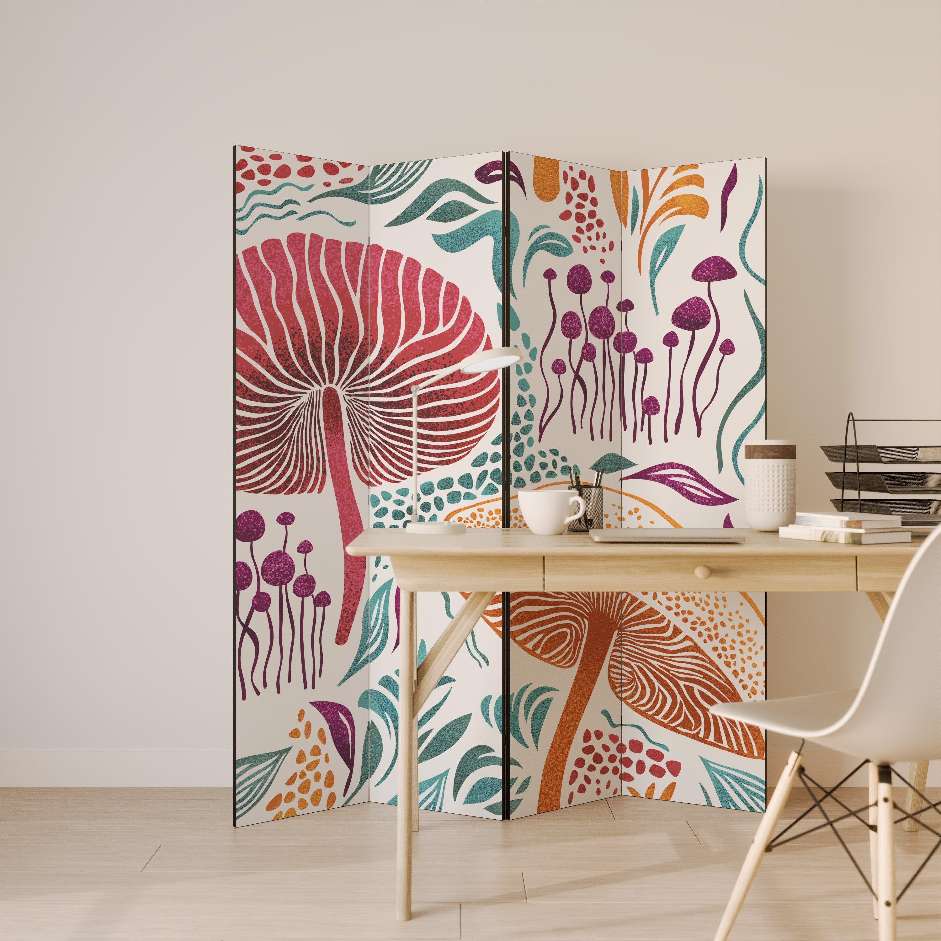 FUNGUS FANTASY Biombo Decorativo de 4 Painéis