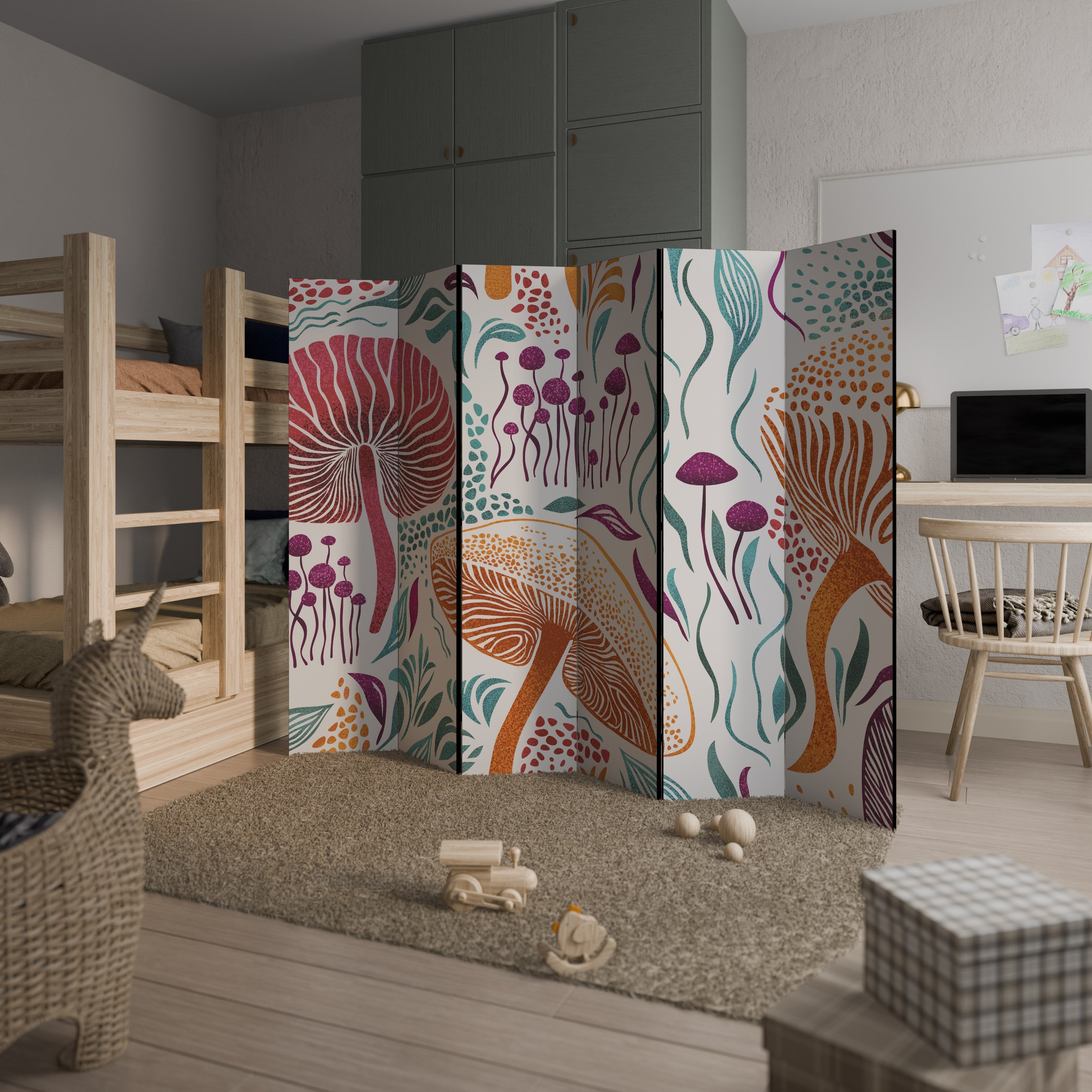 FUNGUS FANTASY Decorative 6-Panel Room Divider