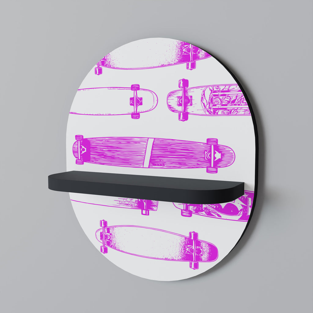 SKATEBOARD SKETCH Prateleira Oval Decorativa em Acabamento Preto