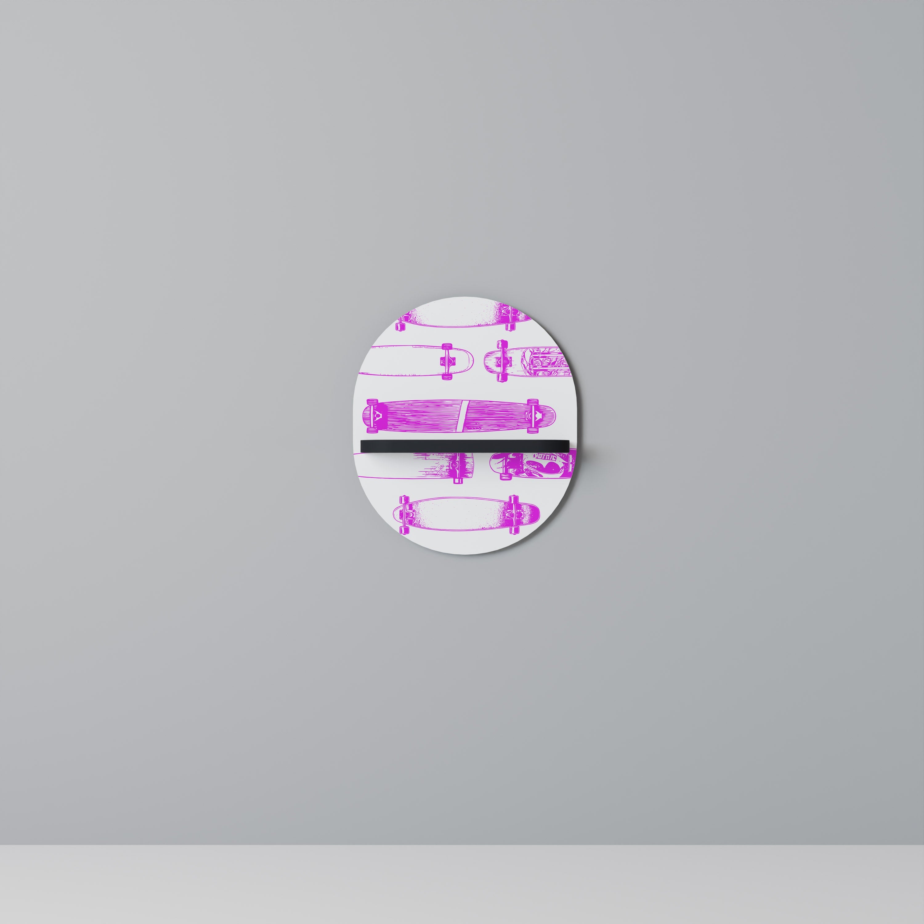 SKATEBOARD SKETCH Prateleira Oval Decorativa em Acabamento Preto