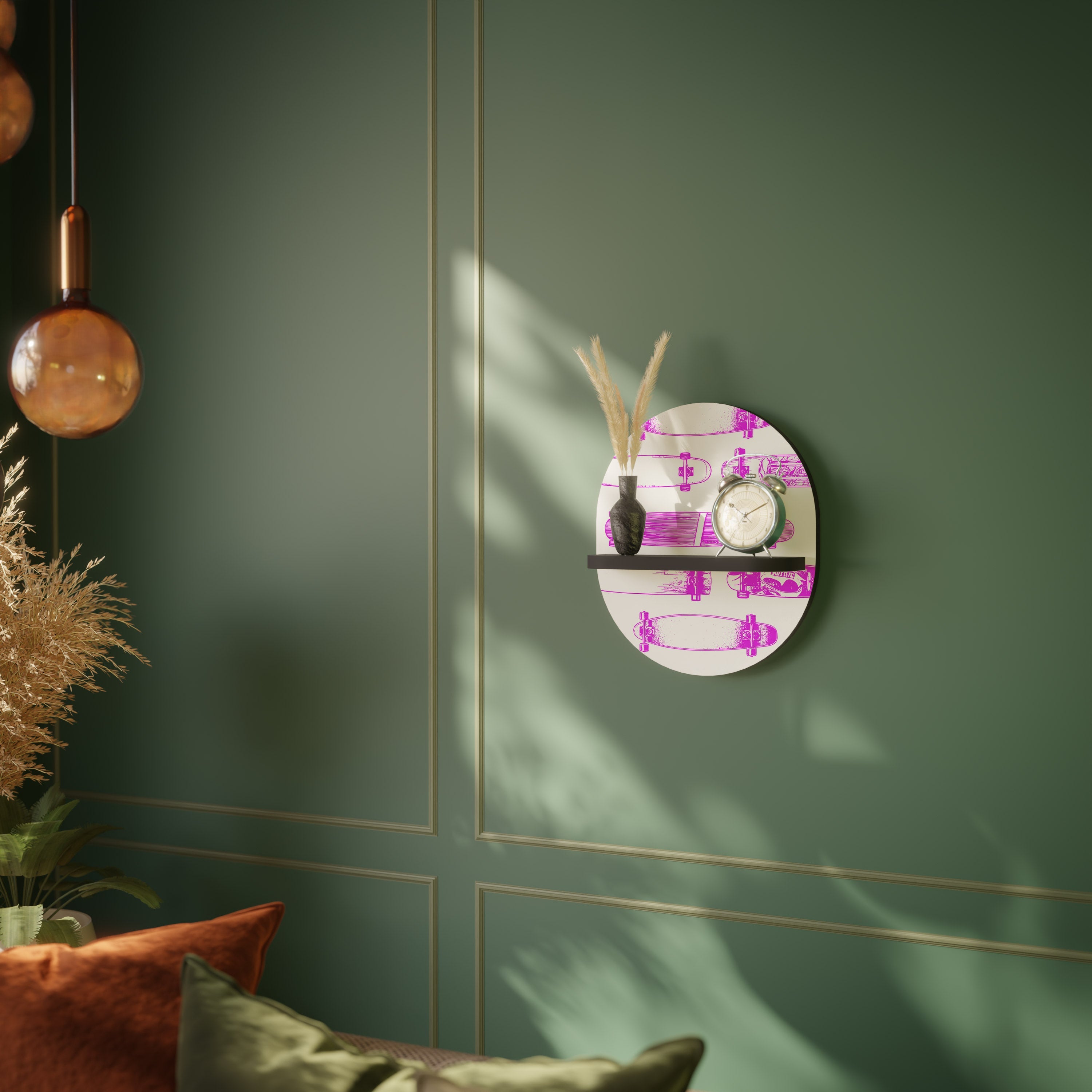 SKATEBOARD SKETCH Prateleira Oval Decorativa em Acabamento Preto