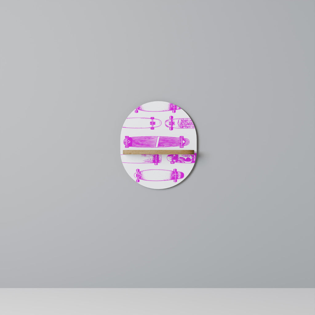 SKATEBOARD SKETCH Prateleira Oval Decorativa em Efeito Carvalho