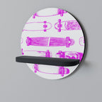 SKATEBOARD SKETCH Prateleira Redonda Decorativa em Acabamento Preto