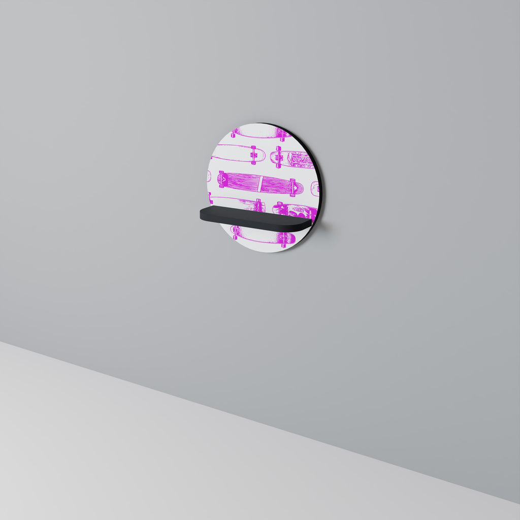 SKATEBOARD SKETCH Prateleira Redonda Decorativa em Acabamento Preto