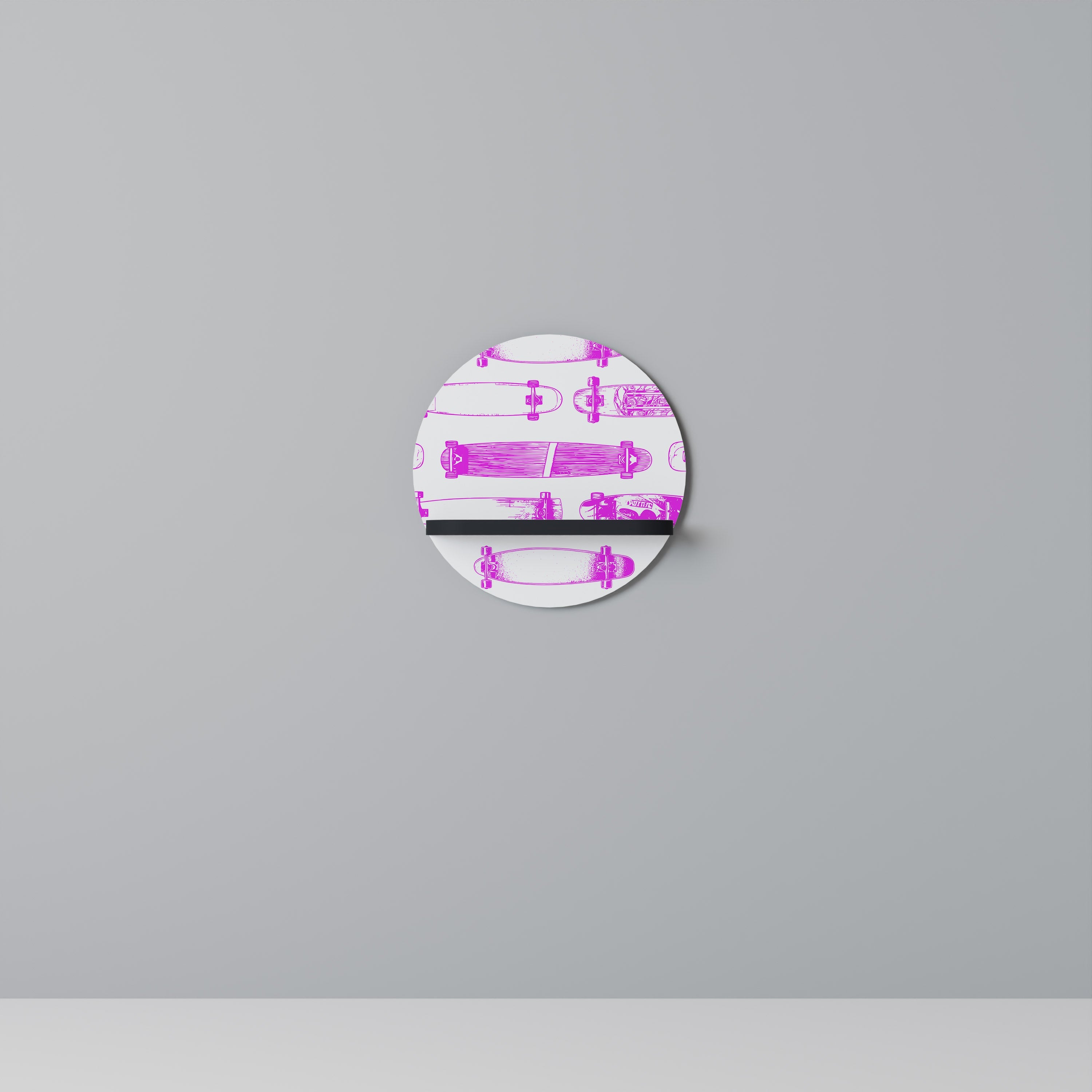 SKATEBOARD SKETCH Prateleira Redonda Decorativa em Acabamento Preto