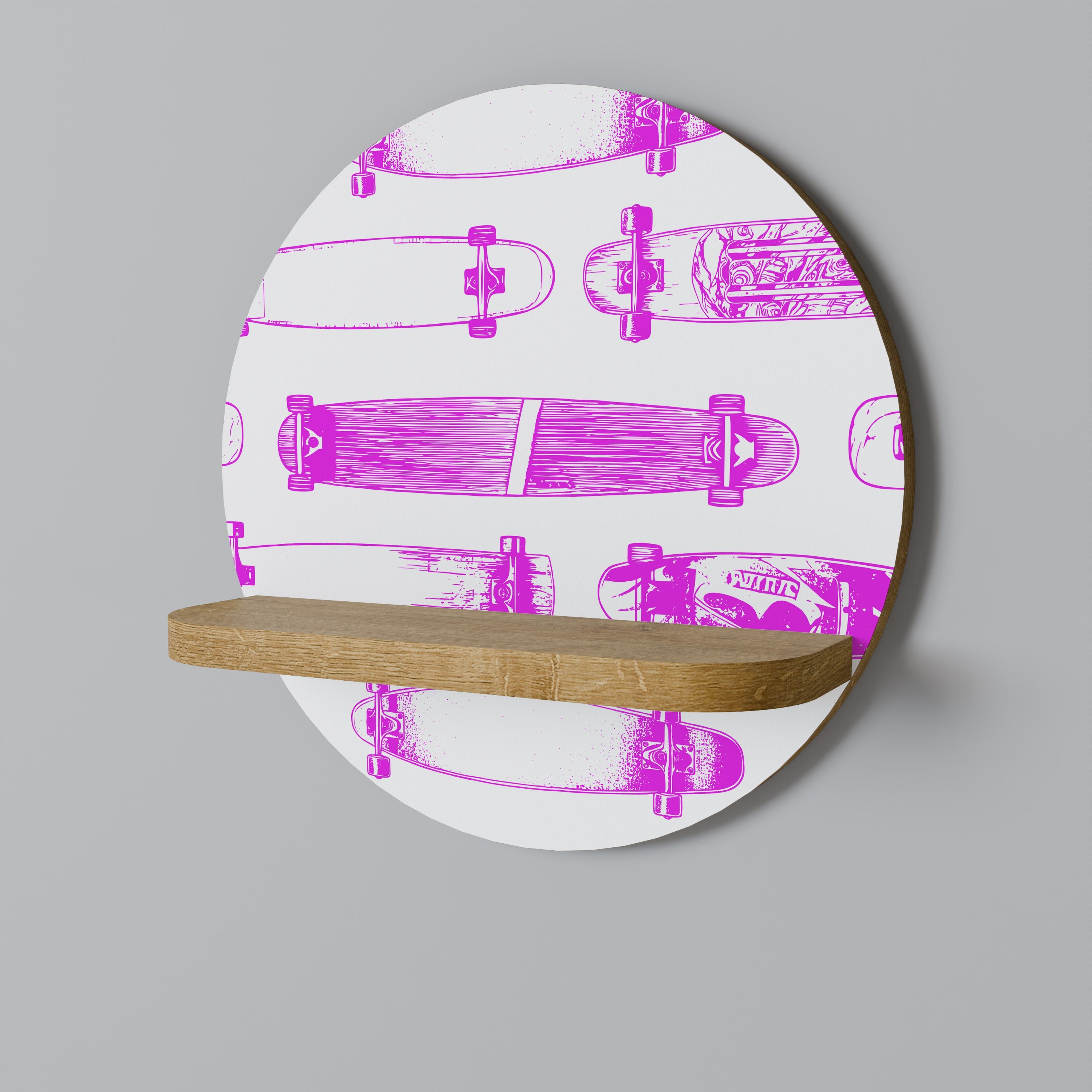 SKATEBOARD SKETCH Prateleira Redonda Decorativa em Efeito Carvalho