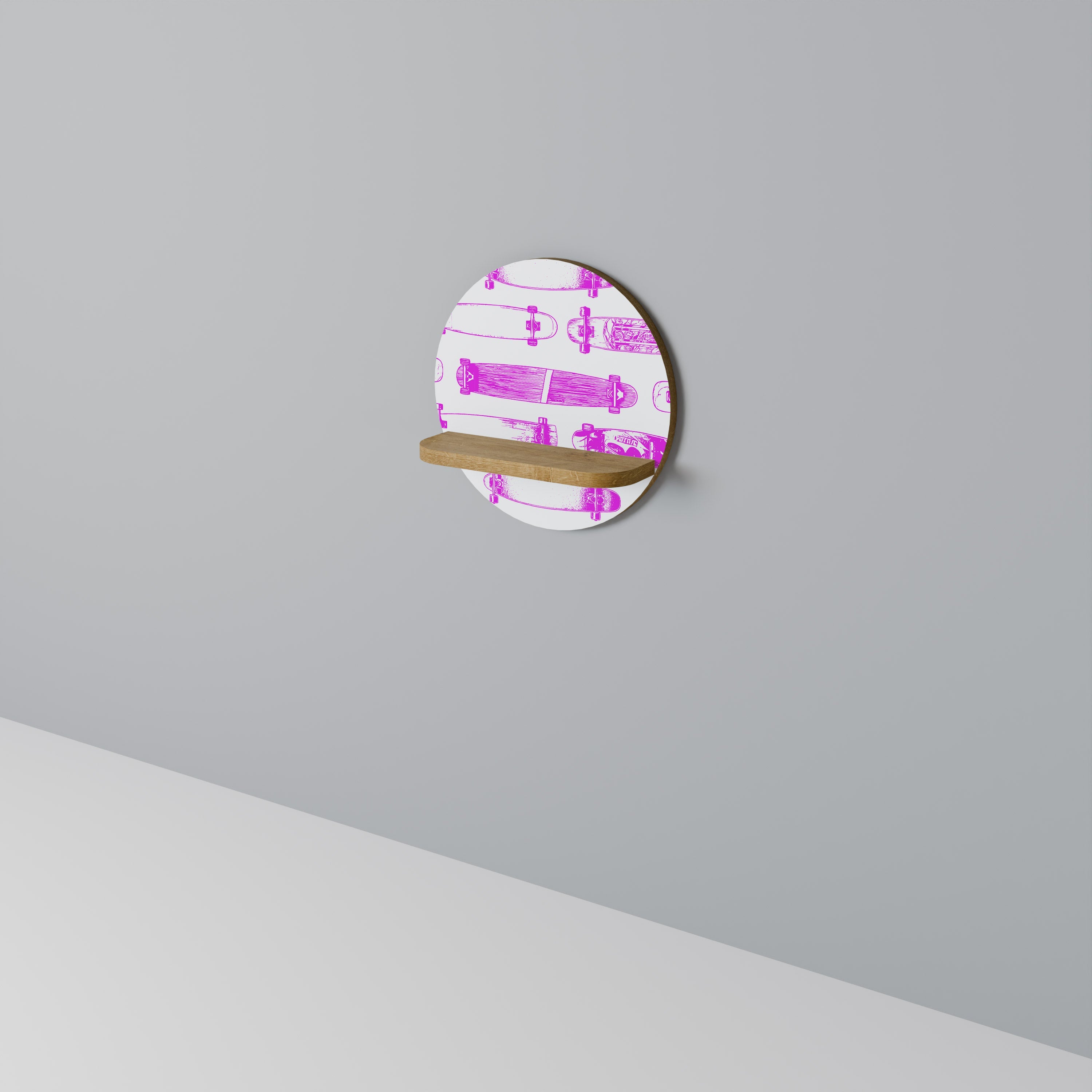 SKATEBOARD SKETCH Prateleira Redonda Decorativa em Efeito Carvalho