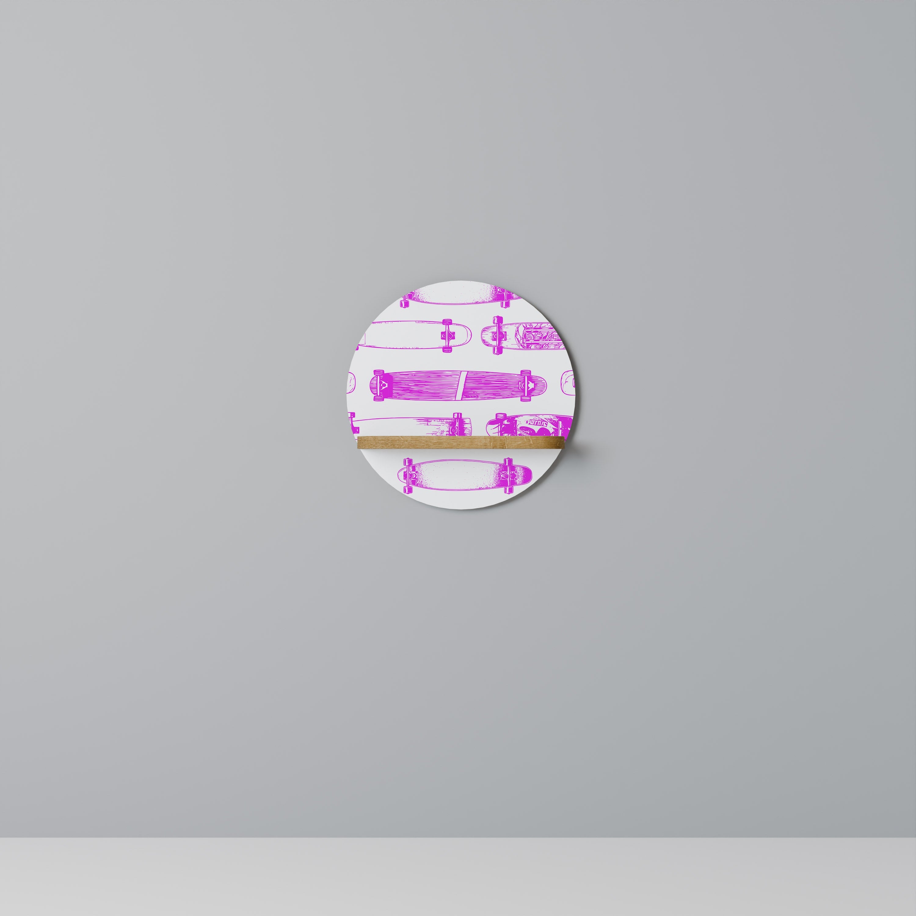 SKATEBOARD SKETCH Prateleira Redonda Decorativa em Efeito Carvalho