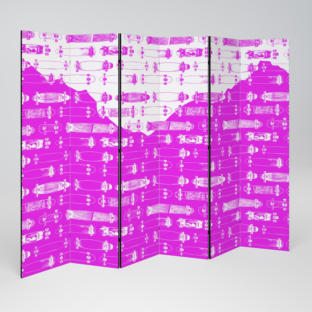 SKATEBOARD MAGENTA Decorative 6-Panel Room Divider