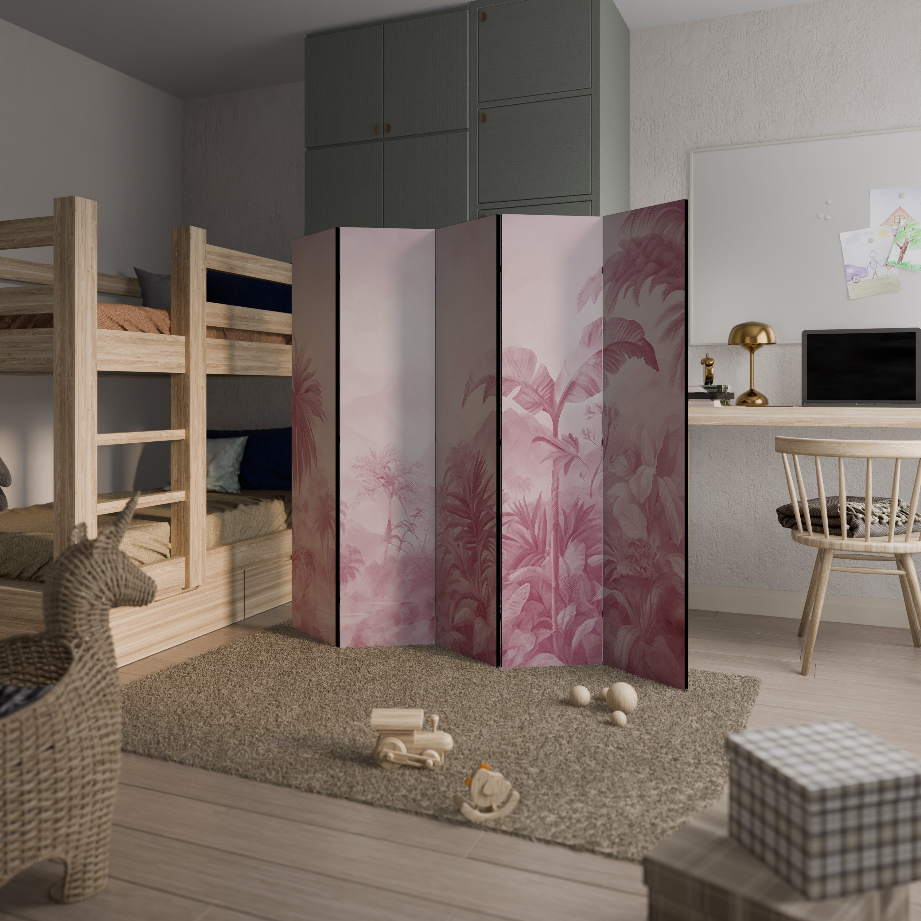 SWEET TROPICS Biombo Decorativo de 5 Painéis