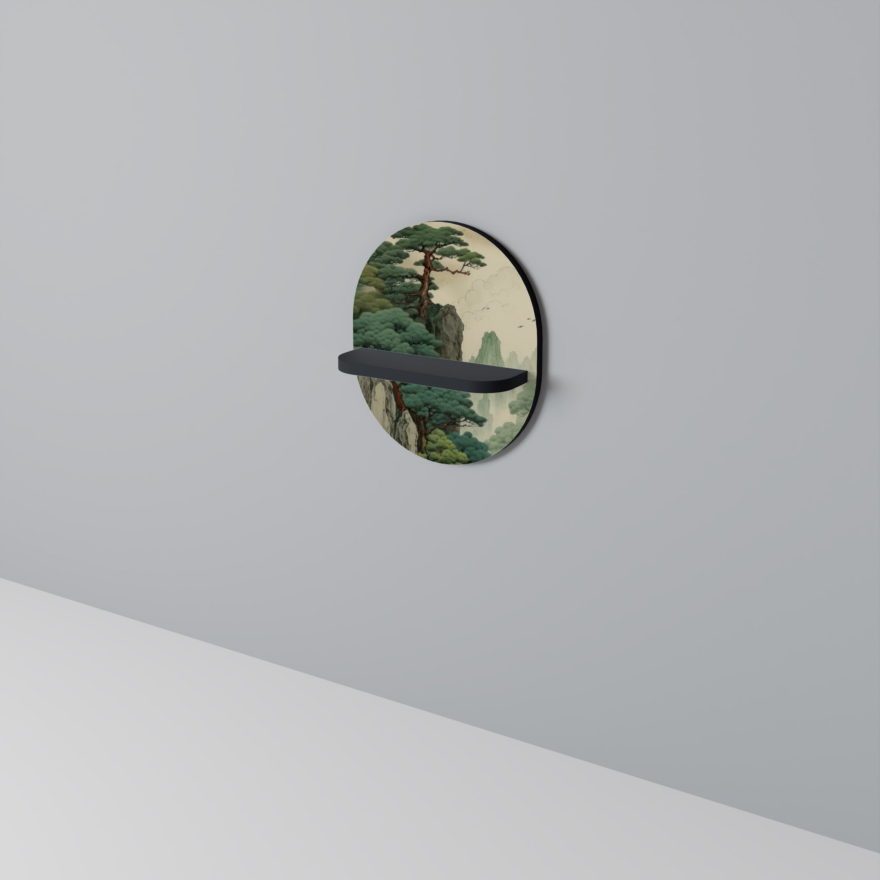 VERDURE ABYSS Prateleira Oval Decorativa em Acabamento Preto