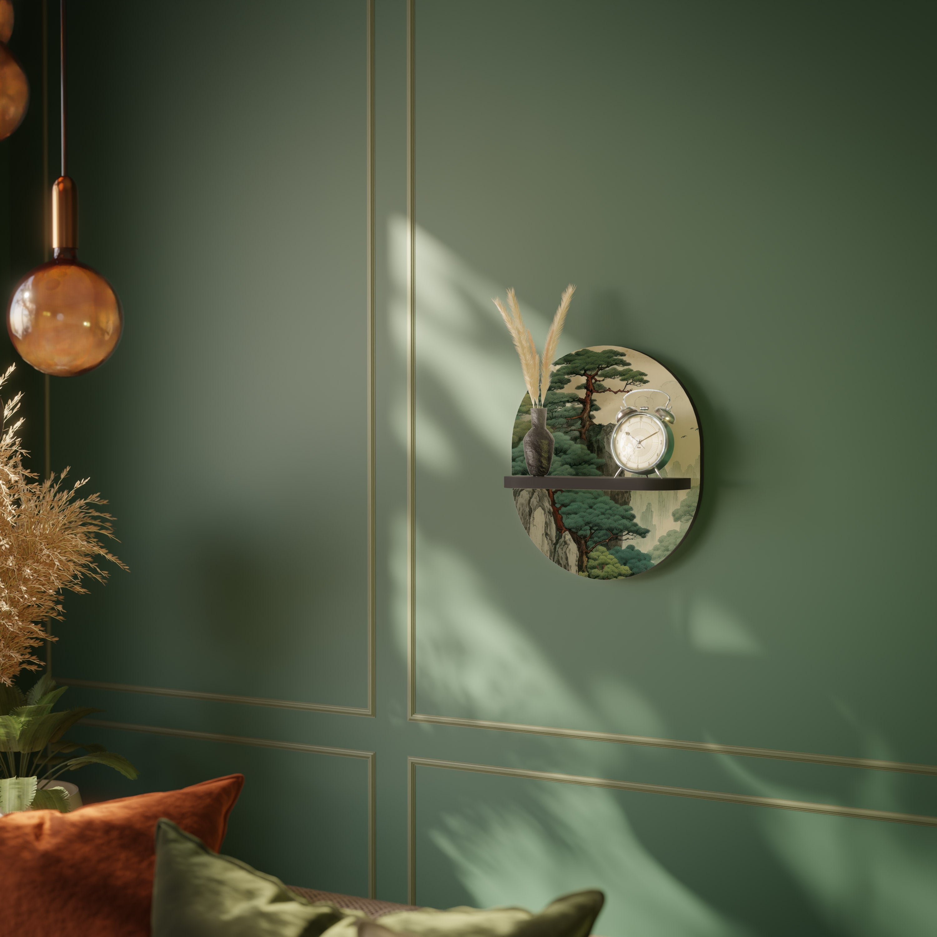 VERDURE ABYSS Prateleira Oval Decorativa em Acabamento Preto