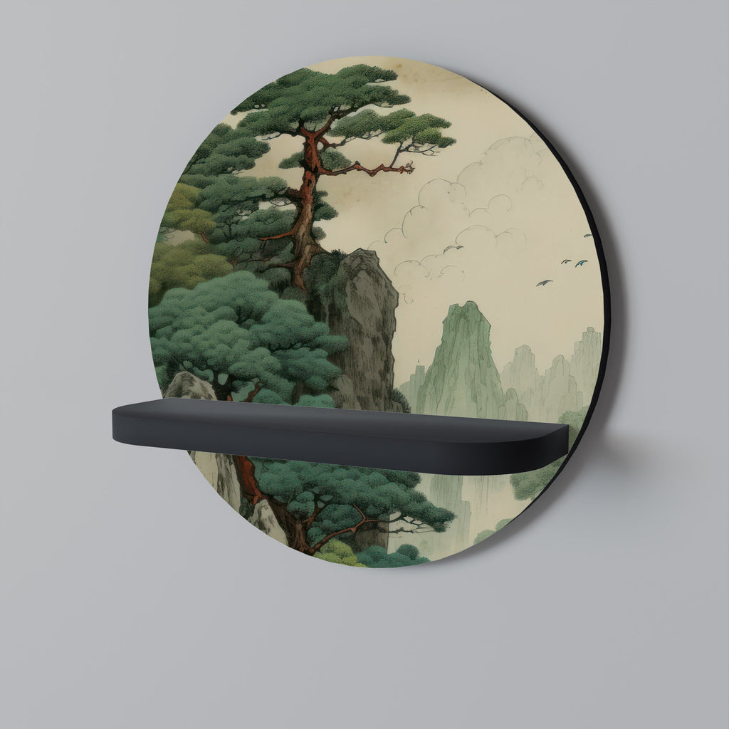 VERDURE ABYSS Prateleira Redonda Decorativa em Acabamento Preto