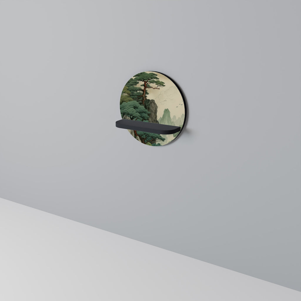 VERDURE ABYSS Prateleira Redonda Decorativa em Acabamento Preto