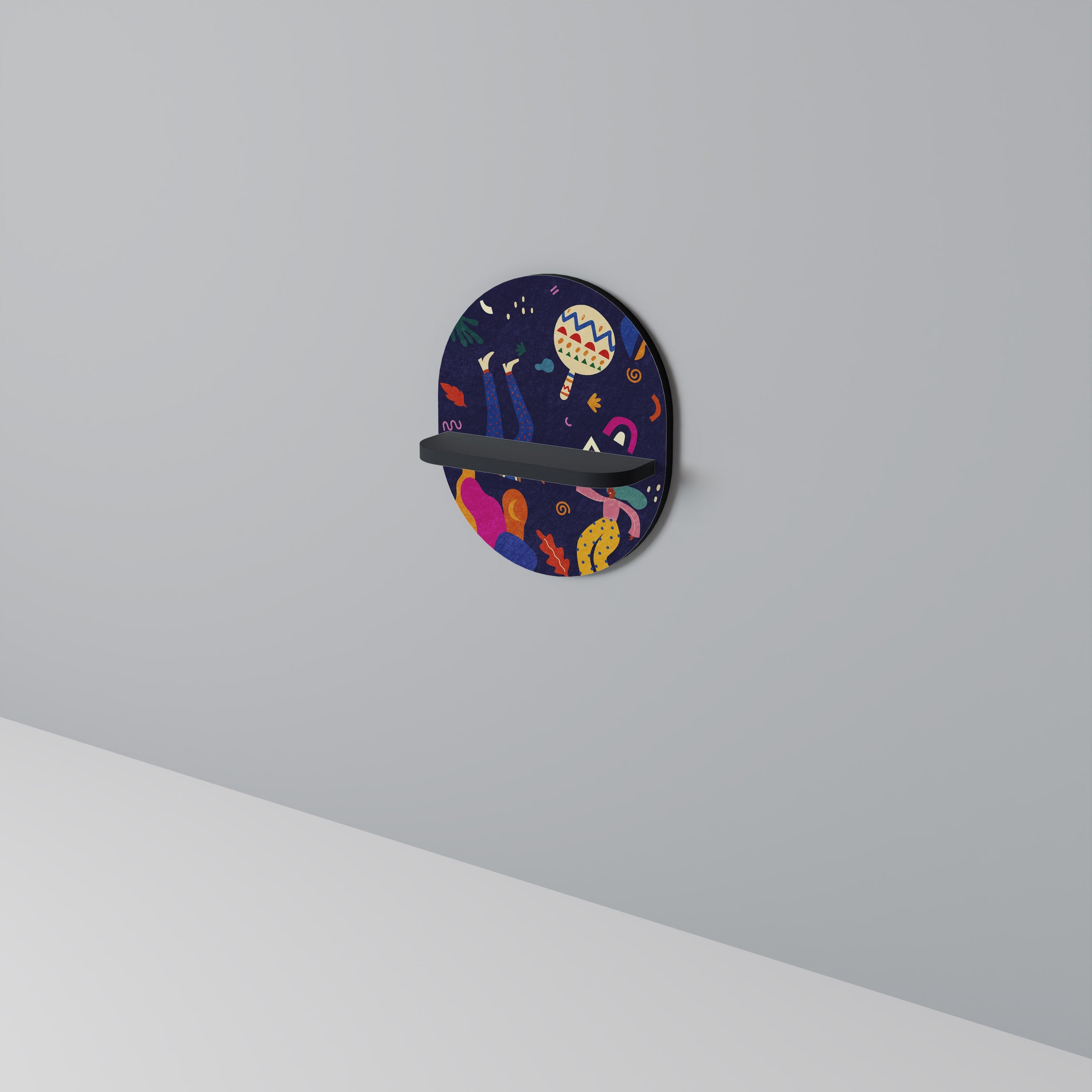 FESTIVE PLEASURES Prateleira Oval Decorativa em Acabamento Preto