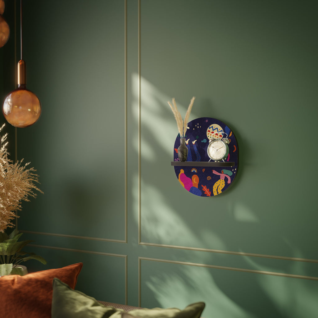 FESTIVE PLEASURES Prateleira Oval Decorativa em Acabamento Preto