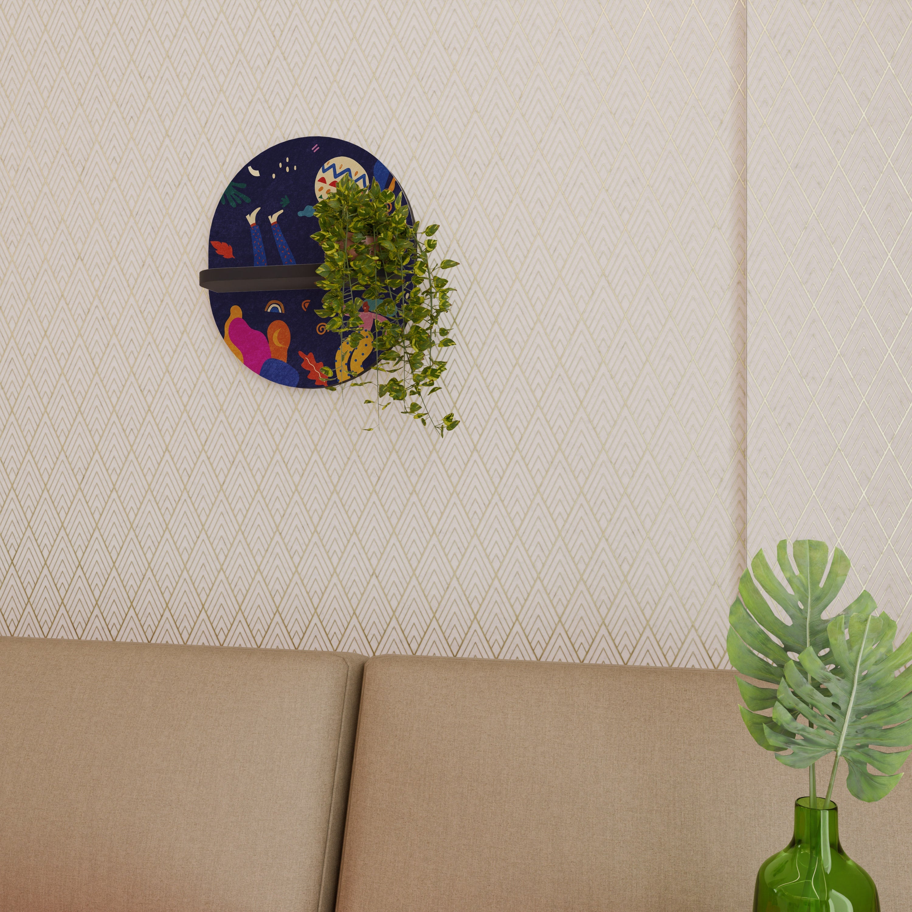 FESTIVE PLEASURES Prateleira Oval Decorativa em Acabamento Preto