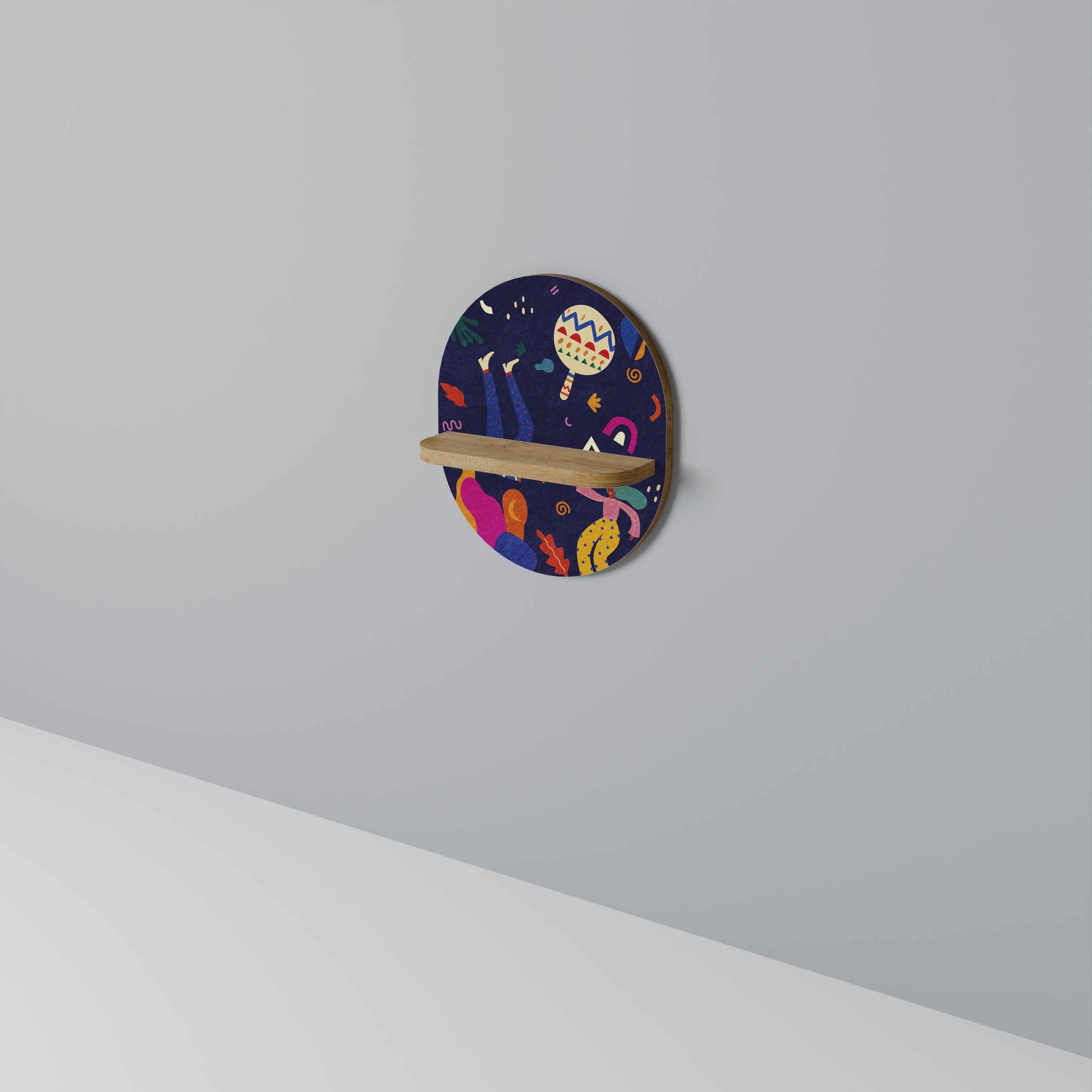 FESTIVE PLEASURES Prateleira Oval Decorativa em Efeito Carvalho