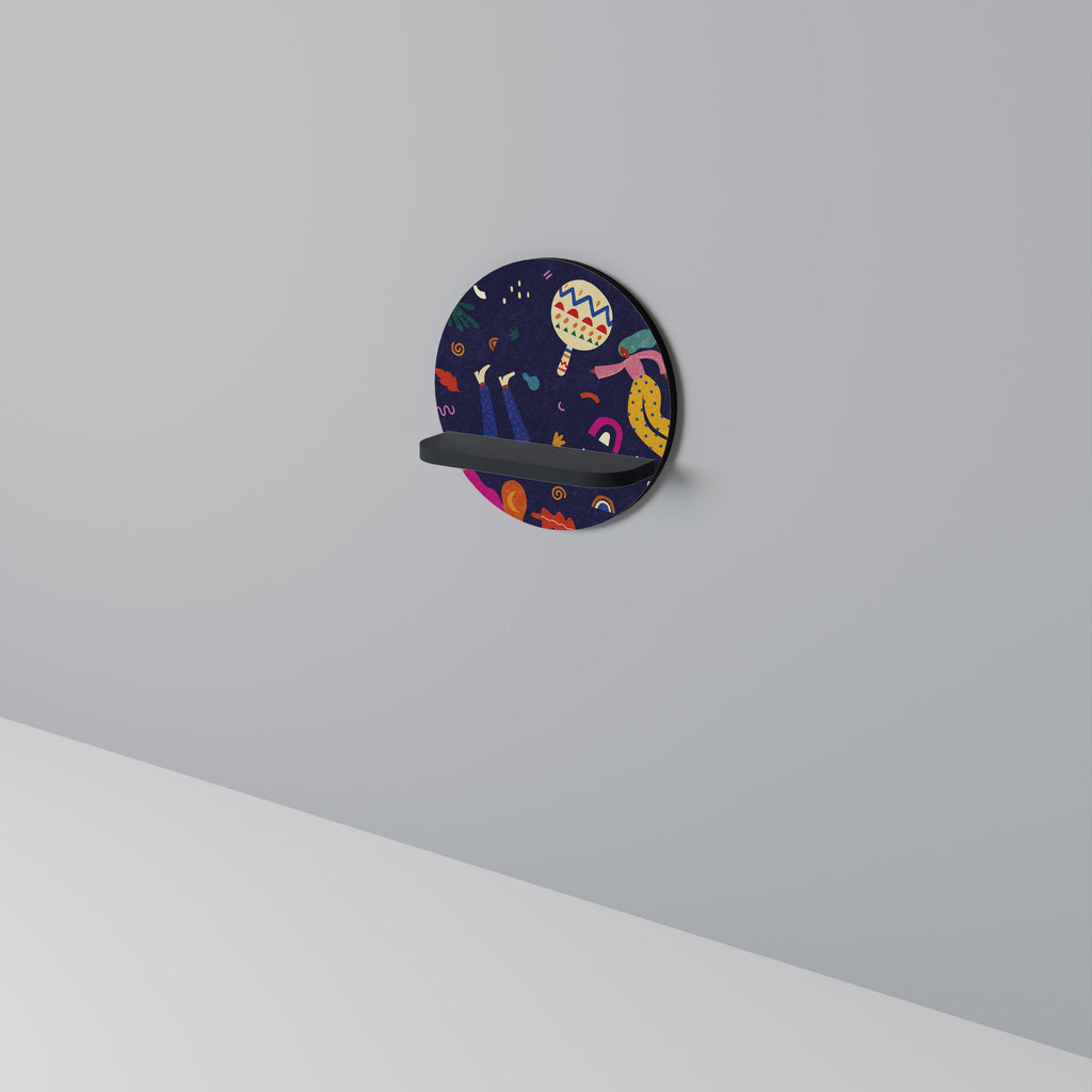 FESTIVE PLEASURES Prateleira Redonda Decorativa em Acabamento Preto