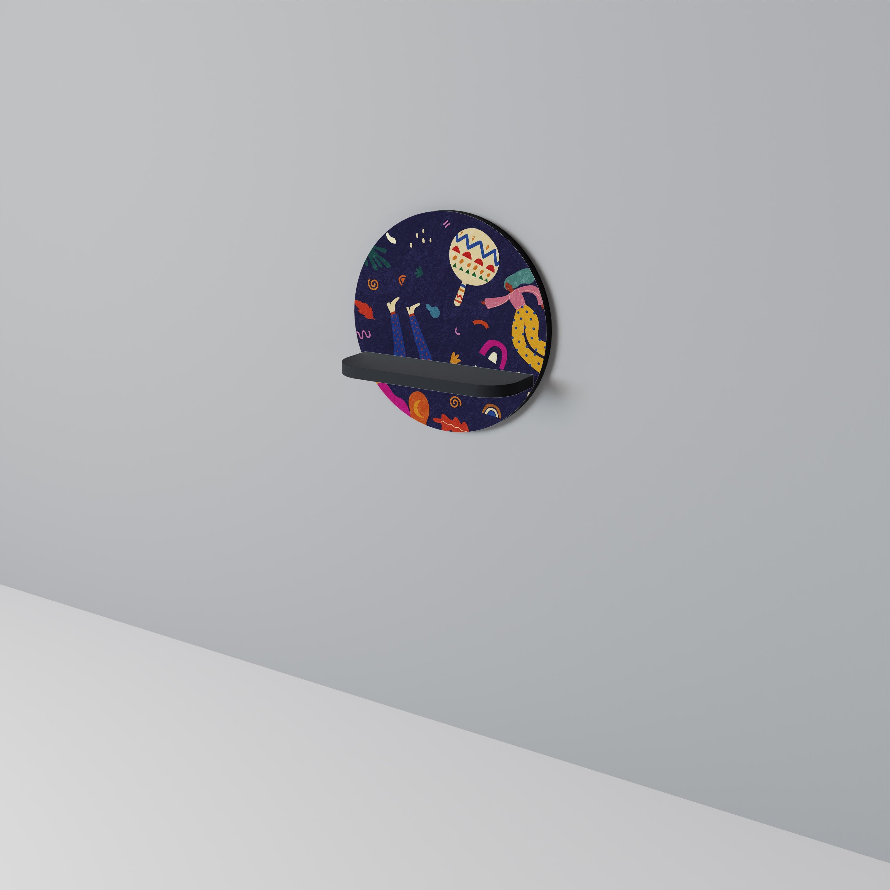 FESTIVE PLEASURES Prateleira Redonda Decorativa em Acabamento Preto