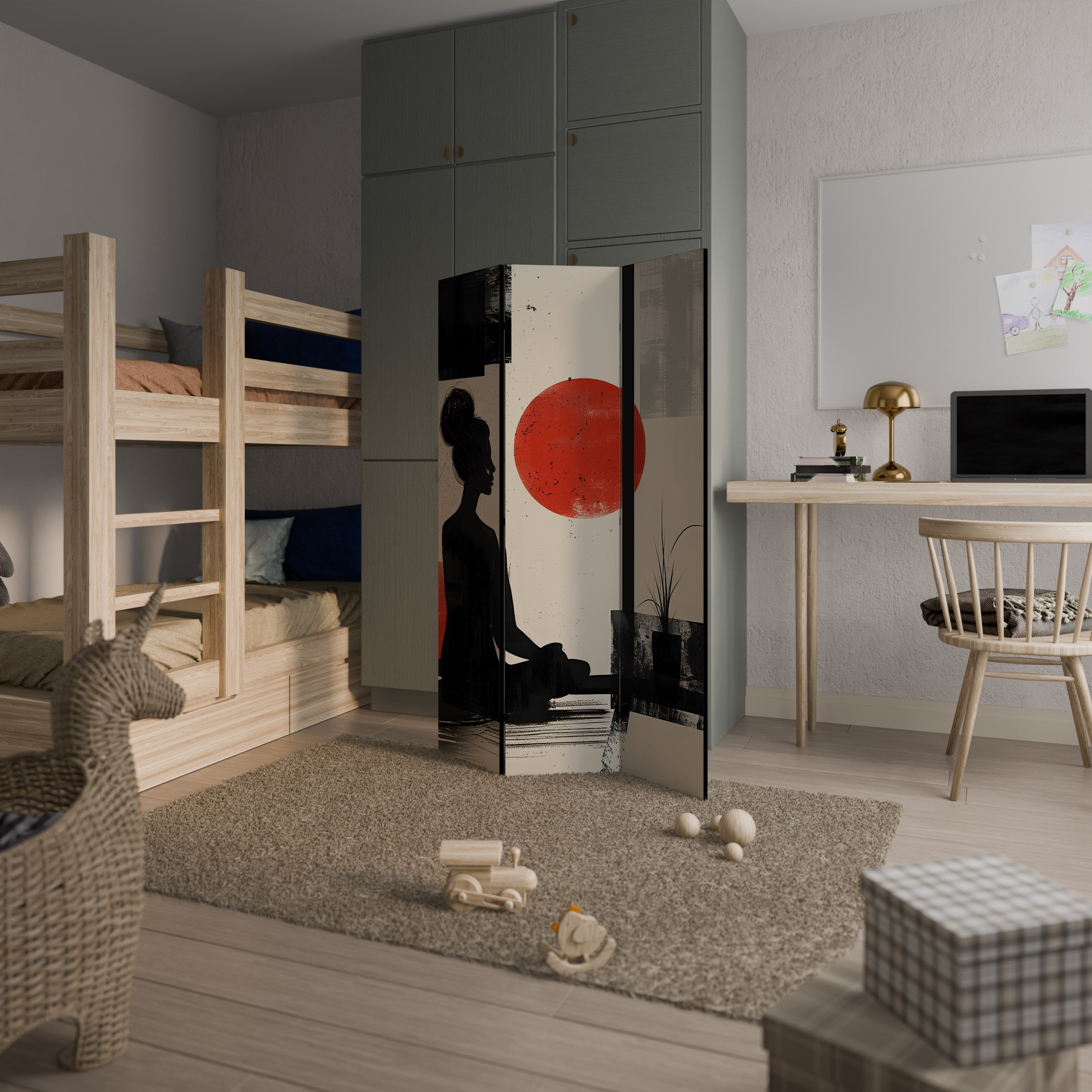 RED SUNSATION Biombo Decorativo de 3 Painéis