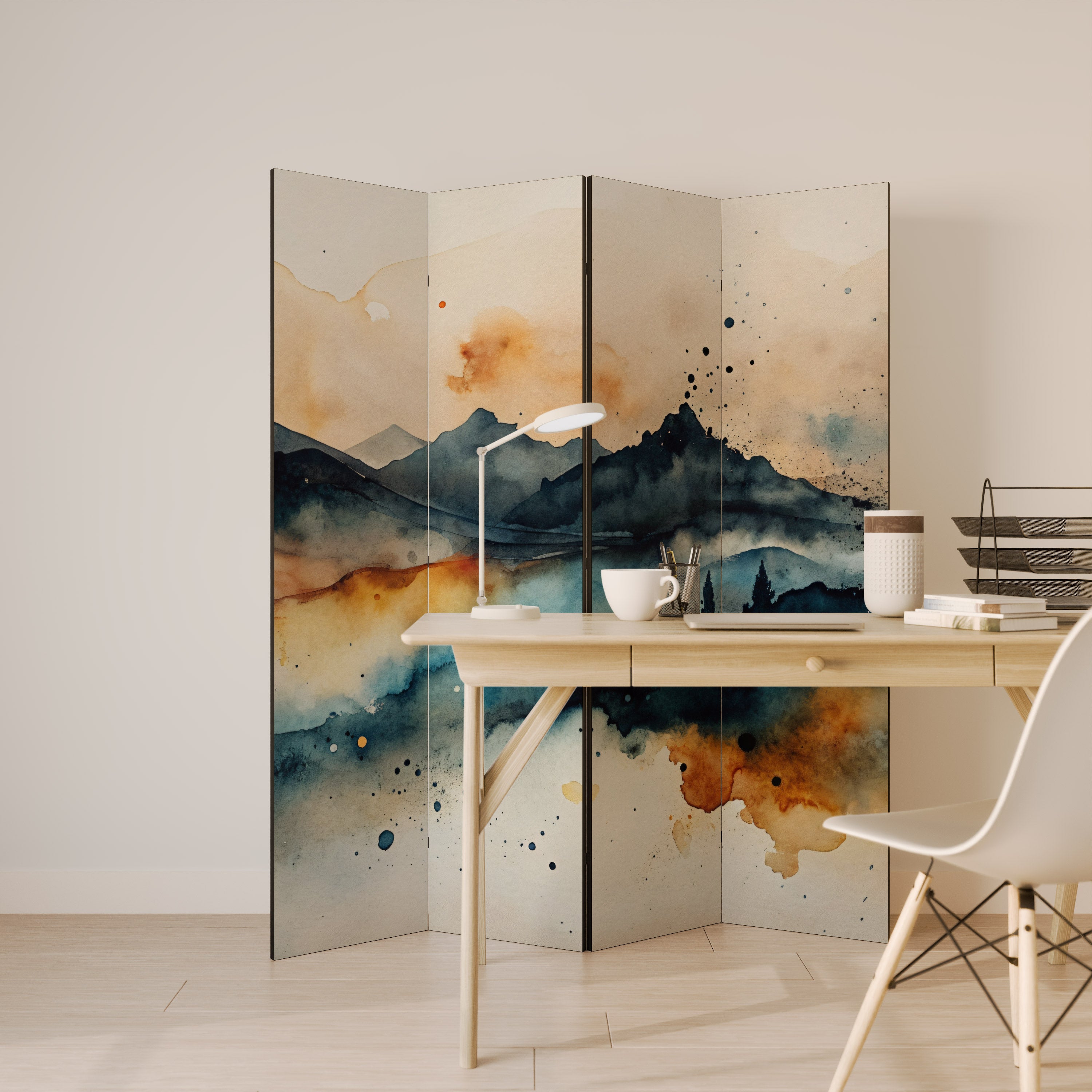 OMINOUS MOUNTAINS 4-Panel Room Divider