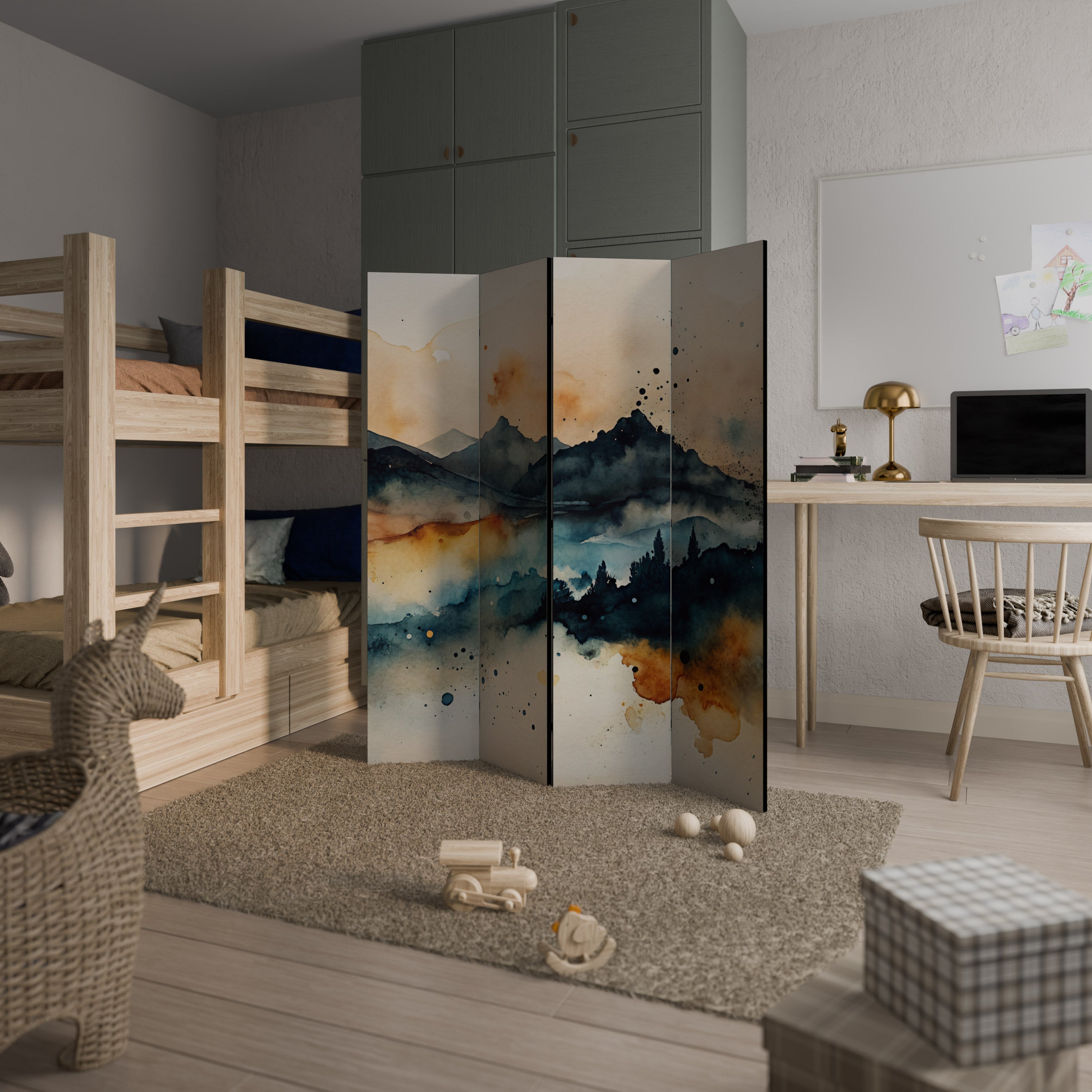 OMINOUS MOUNTAINS 4-Panel Room Divider