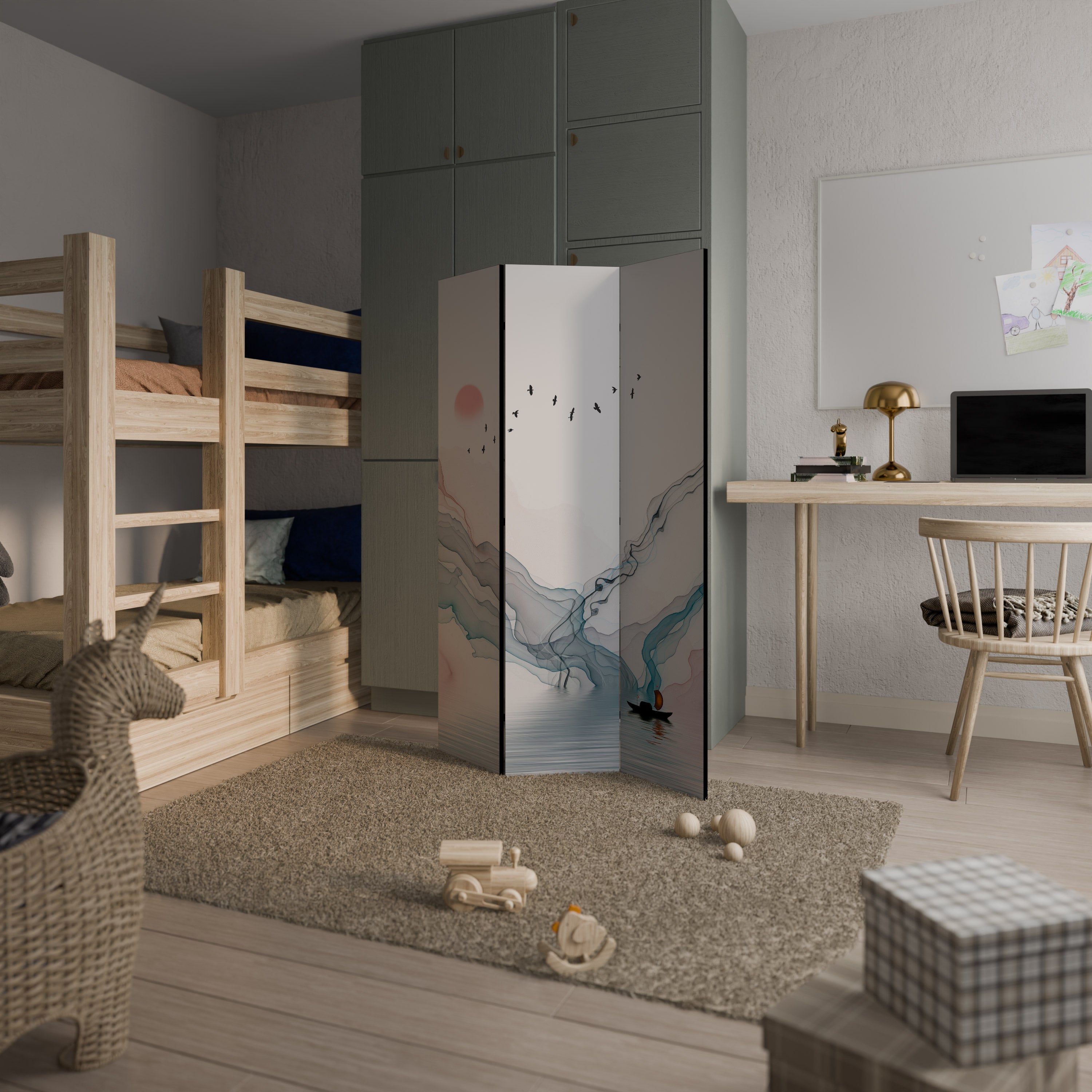 VELVET CROSSING Biombo Decorativo de 3 Painéis