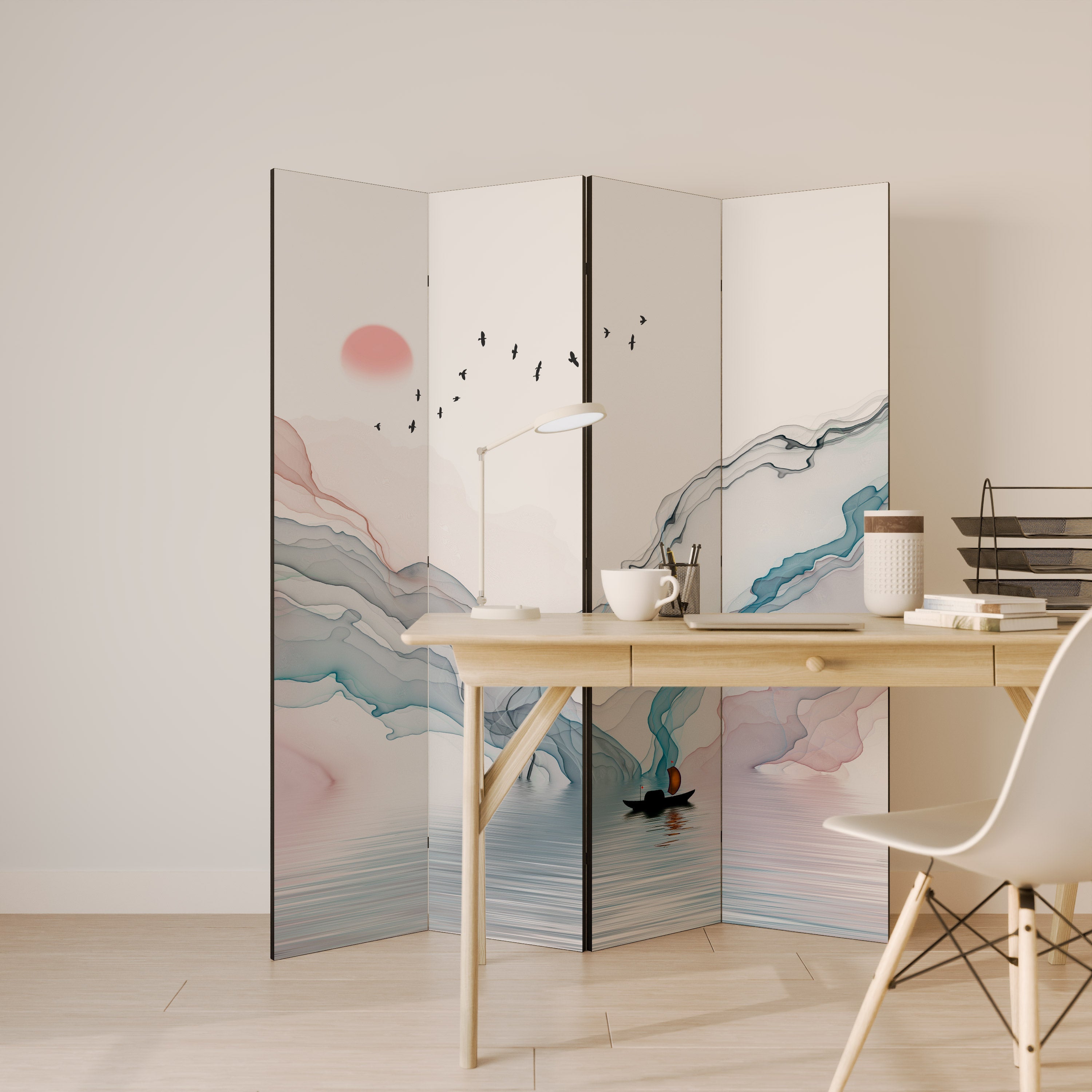 VELVET CROSSING Biombo Decorativo de 4 Painéis