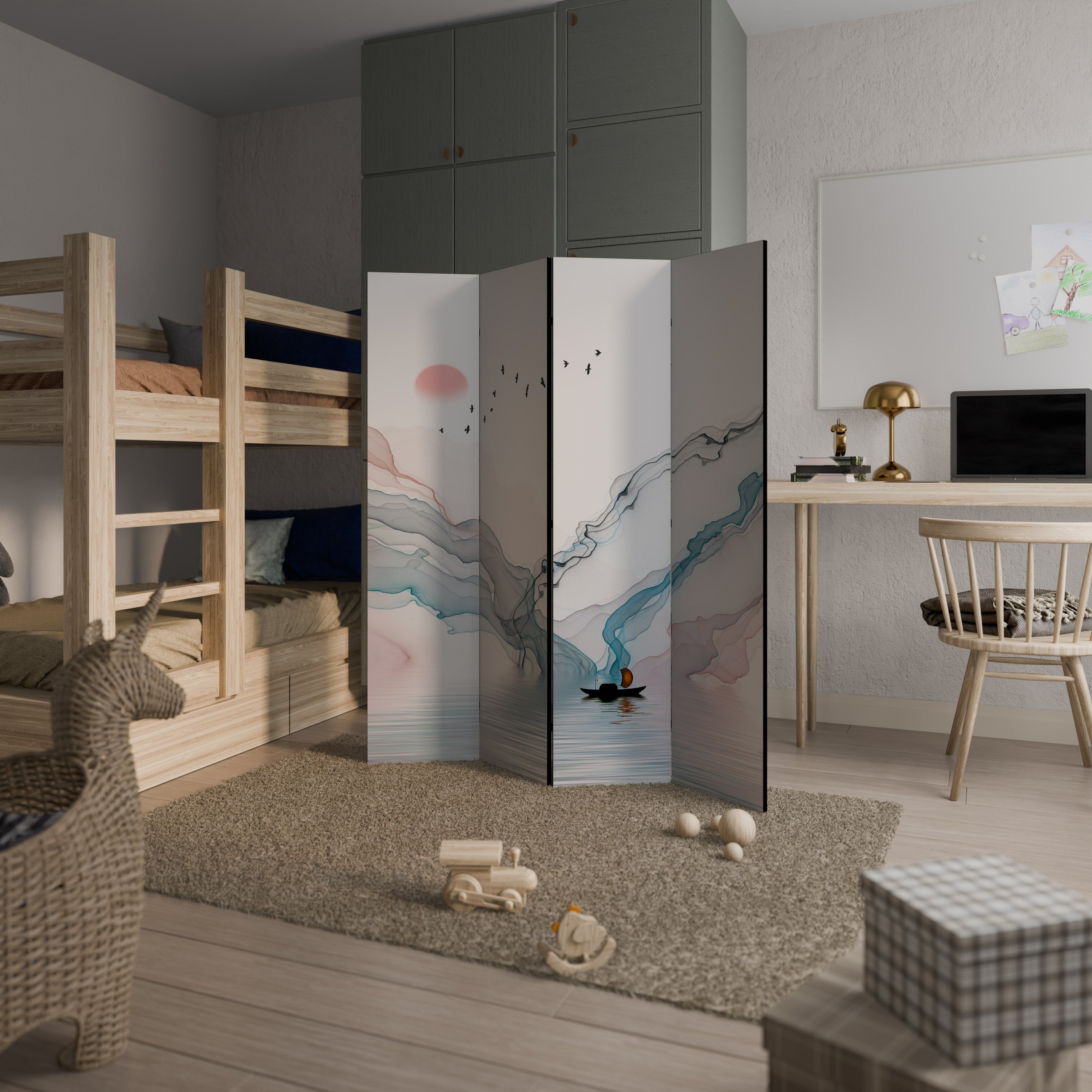 VELVET CROSSING Biombo Decorativo de 4 Painéis