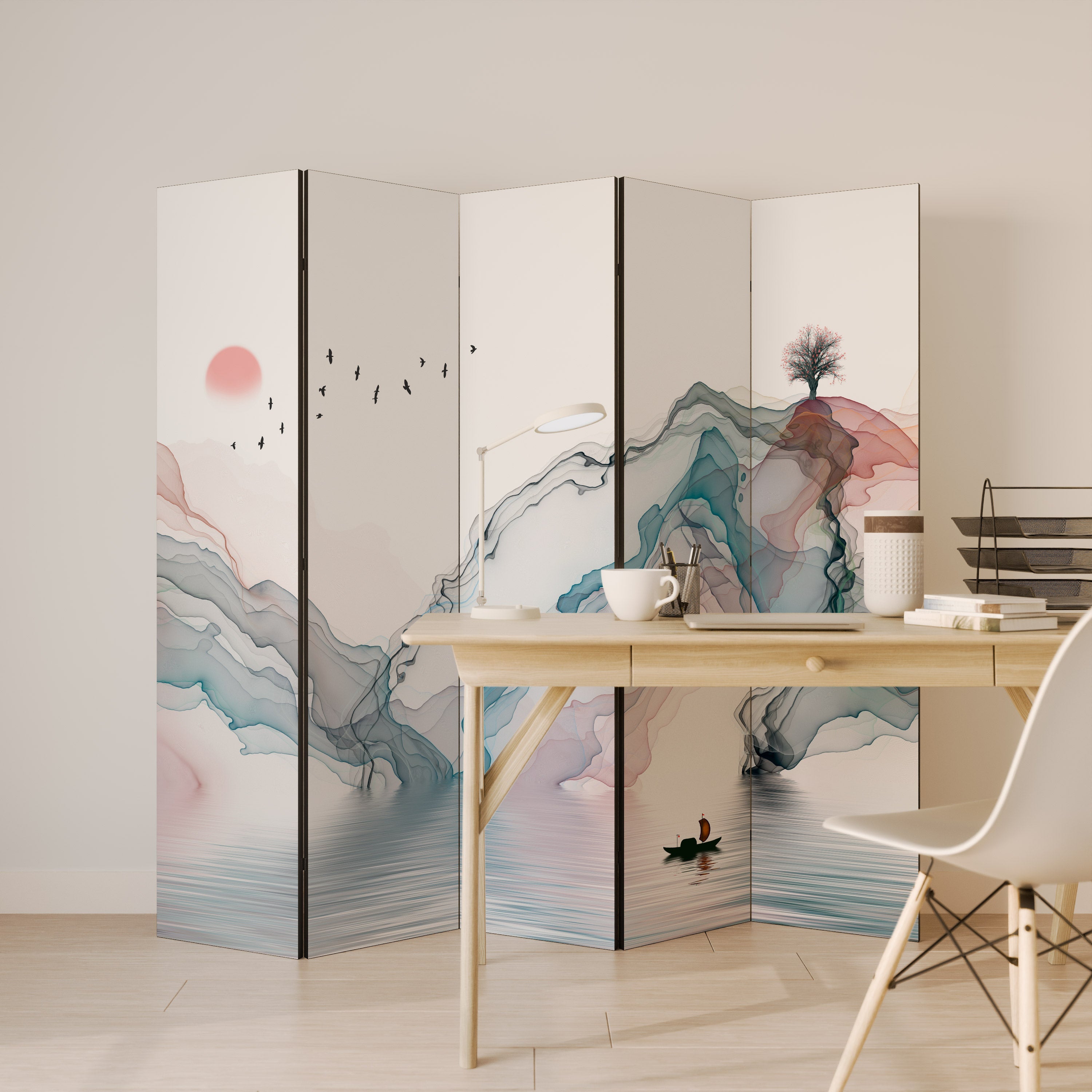 VELVET CROSSING Biombo Decorativo de 5 Painéis