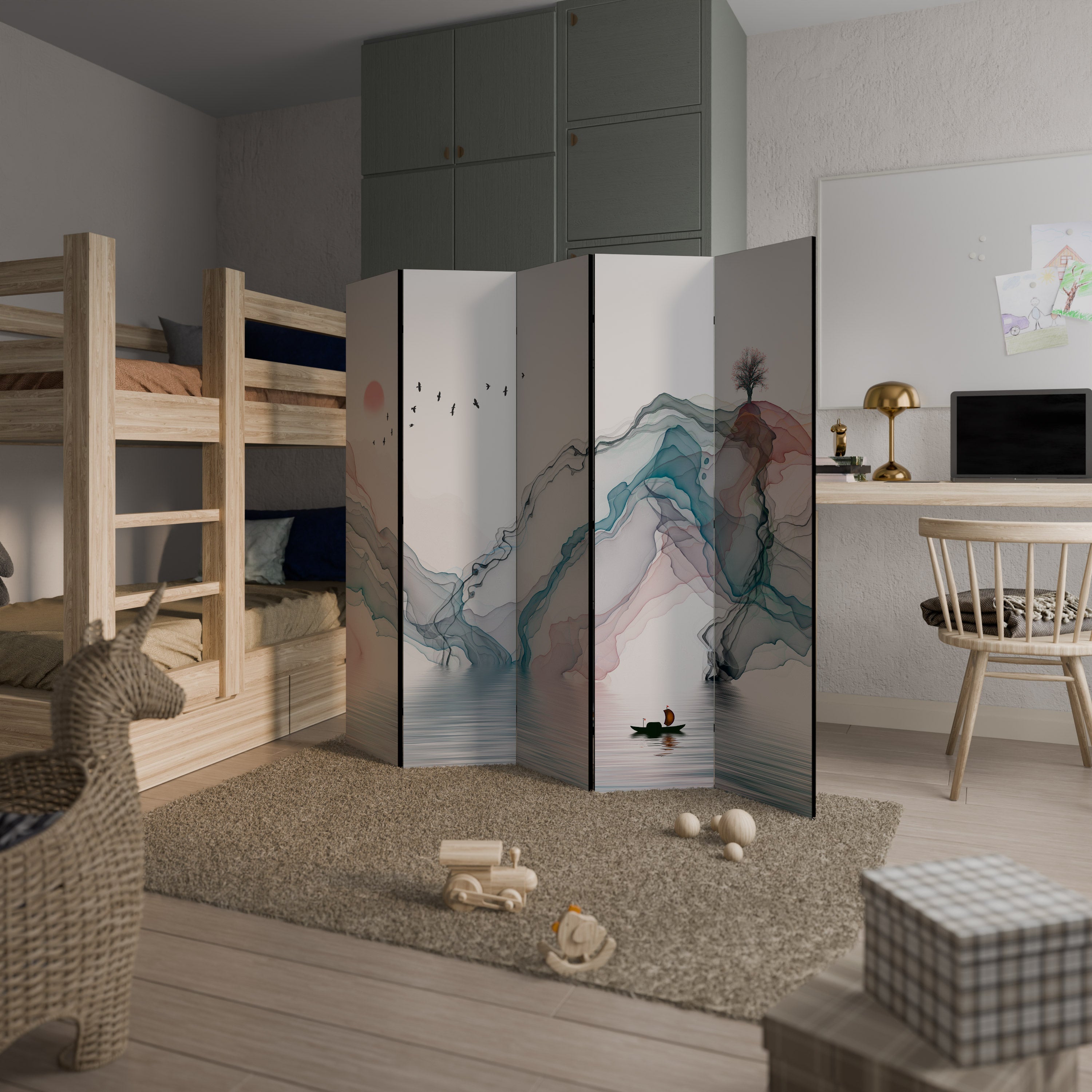 VELVET CROSSING Biombo Decorativo de 5 Painéis