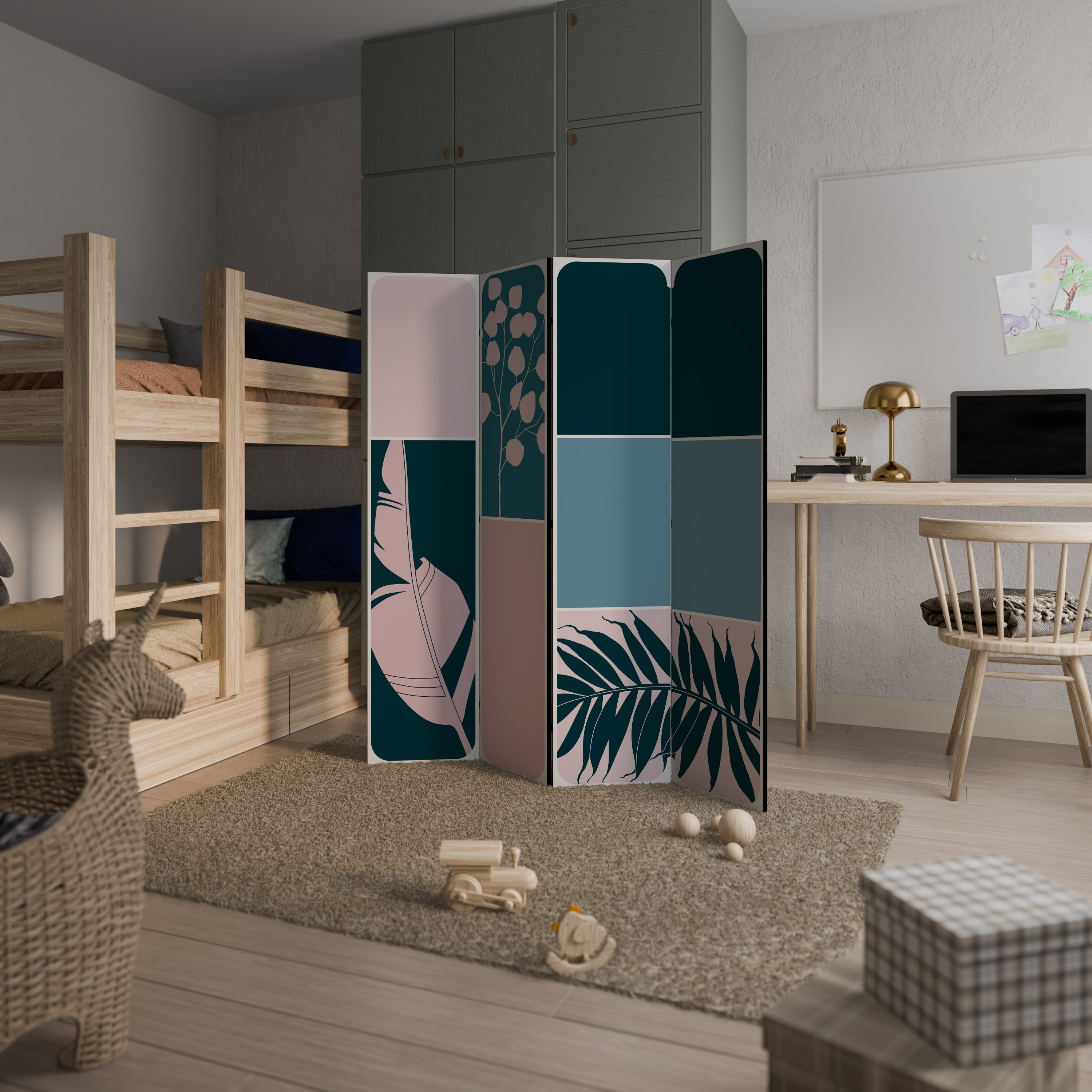 COMBINATION OF SHAPES Biombo Decorativo de 4 Painéis