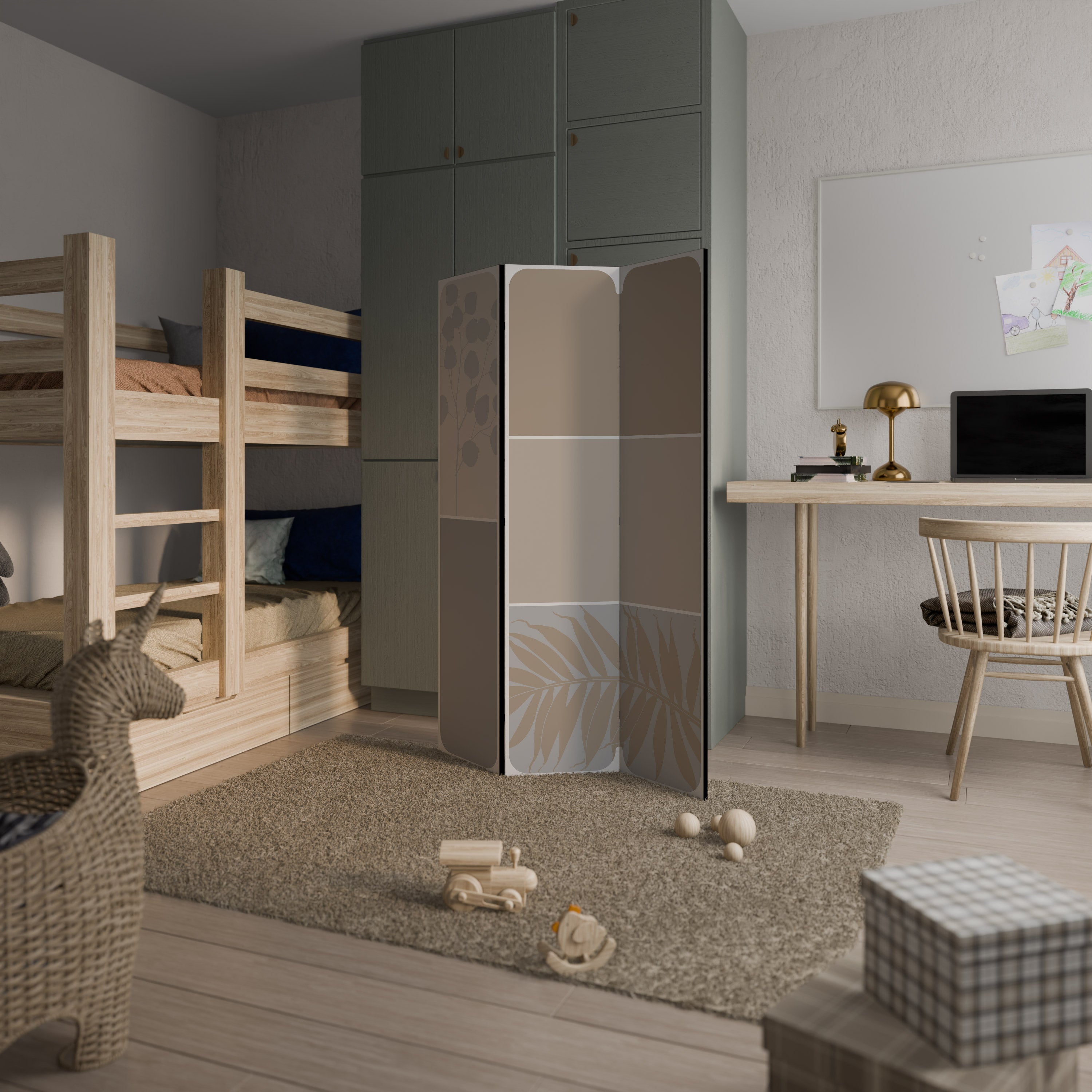 TROPICAL SHAPES Biombo de 3 Painéis