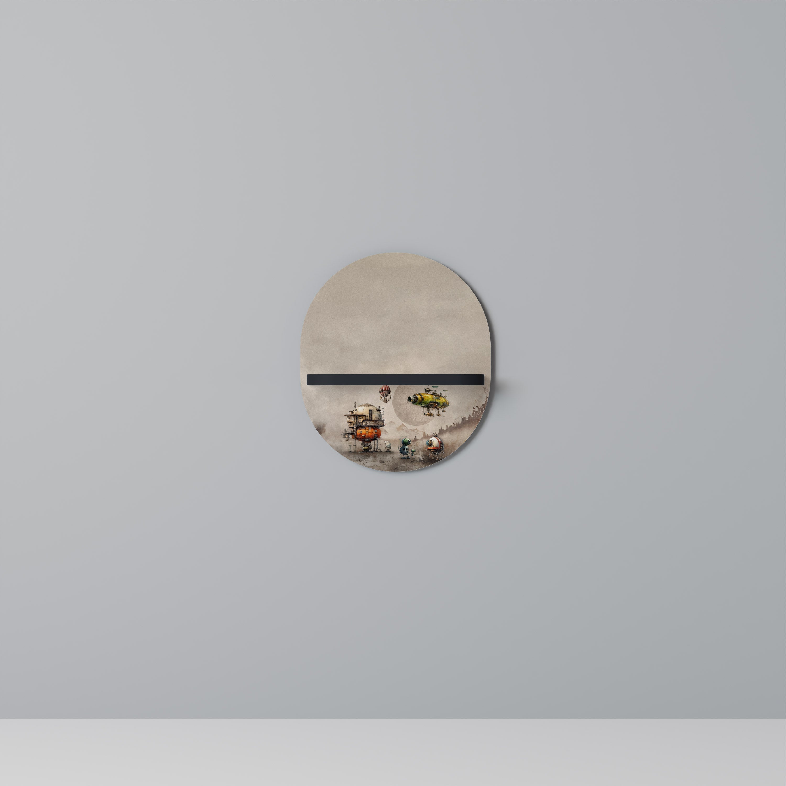 MACHINARIUM MACHINES Prateleira Oval Decorativa em Acabamento Preto