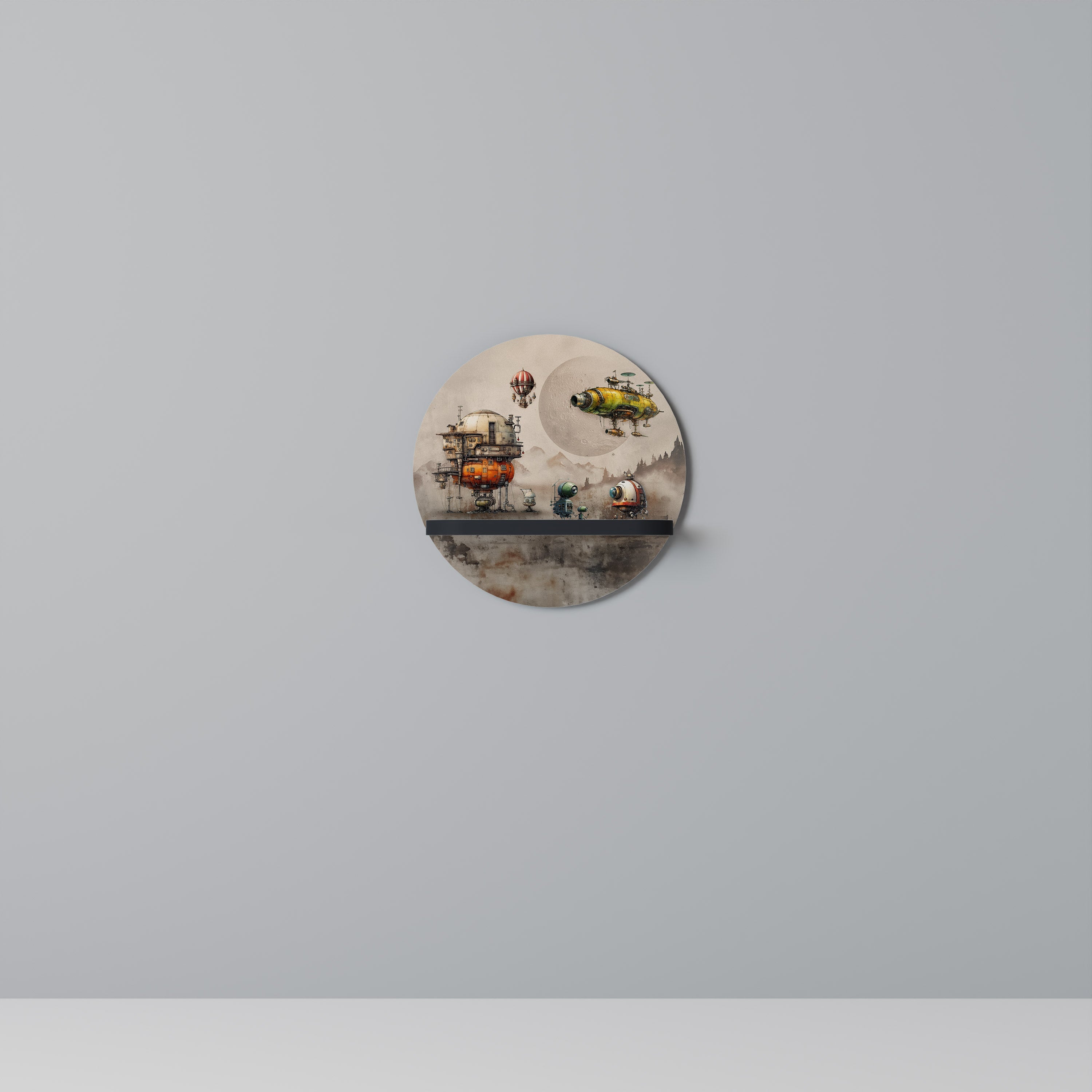 MACHINARIUM MACHINES Prateleira Redonda Decorativa em Acabamento Preto