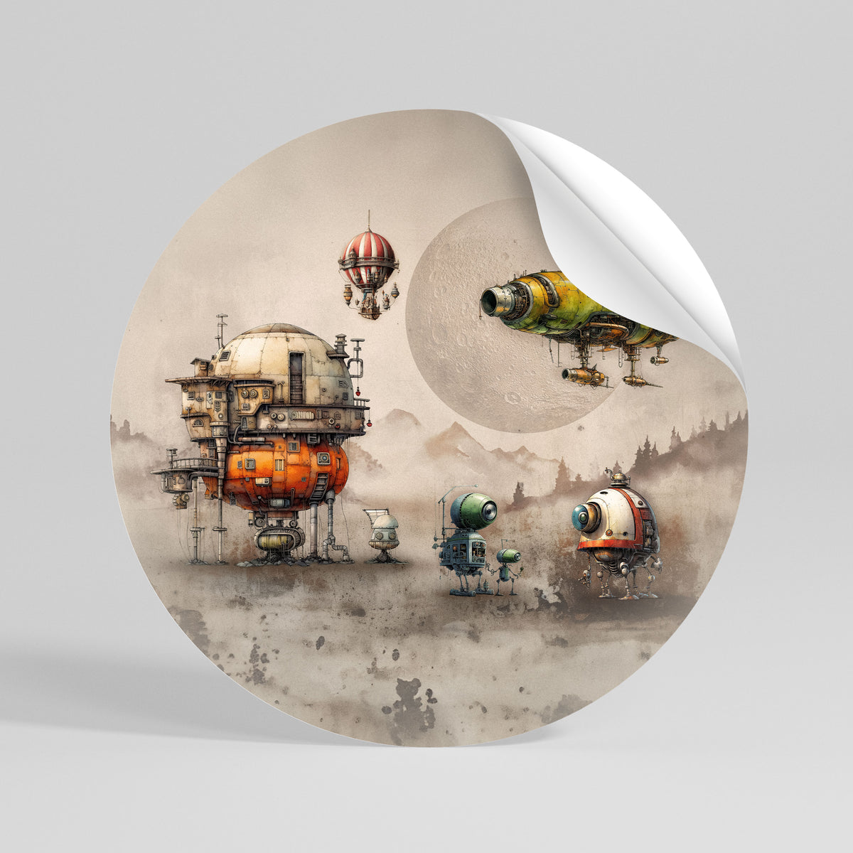 MACHINARIUM MACHINES Autocolante Redondo Removível