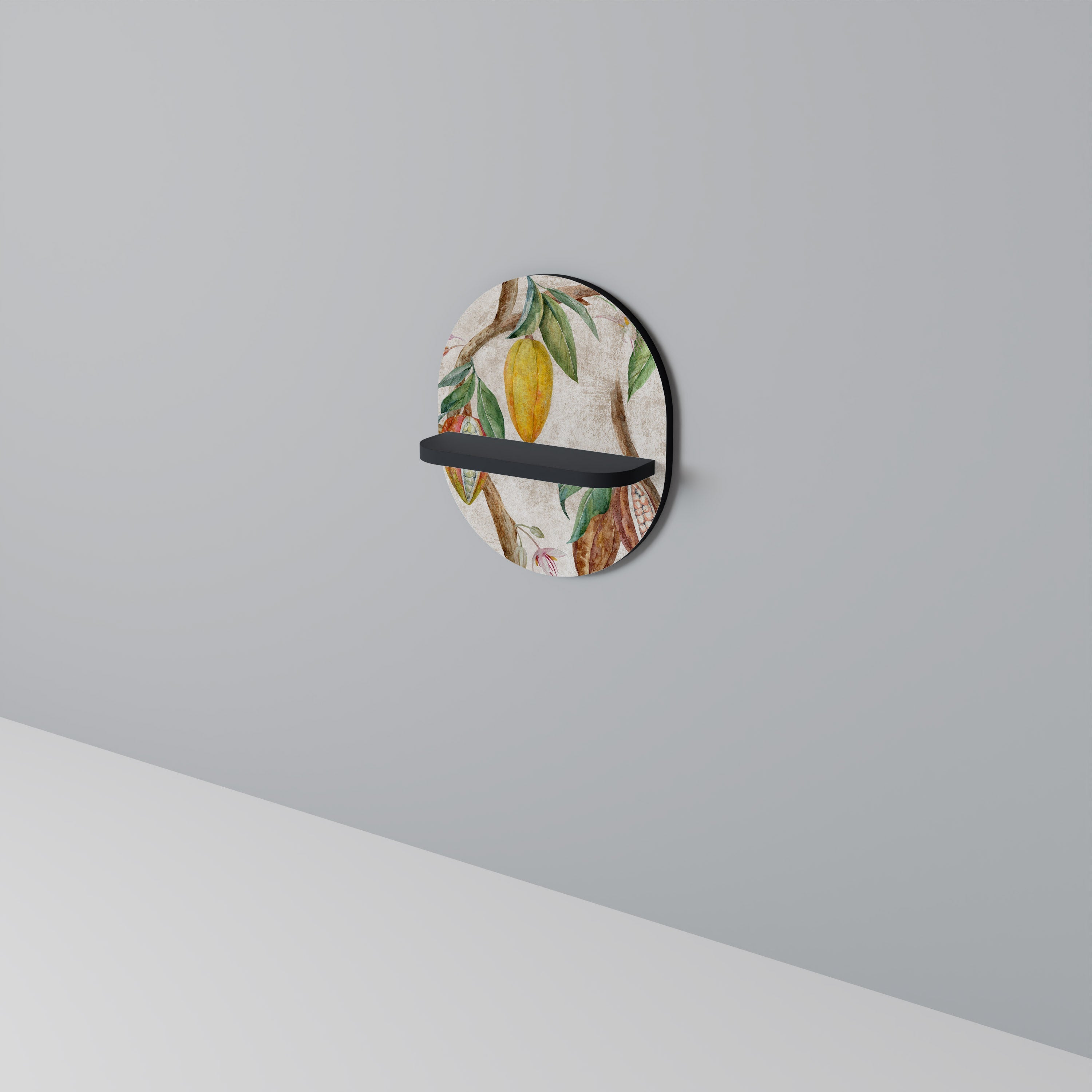 COCOA FRUITS Prateleira Oval Decorativa em Acabamento Preto