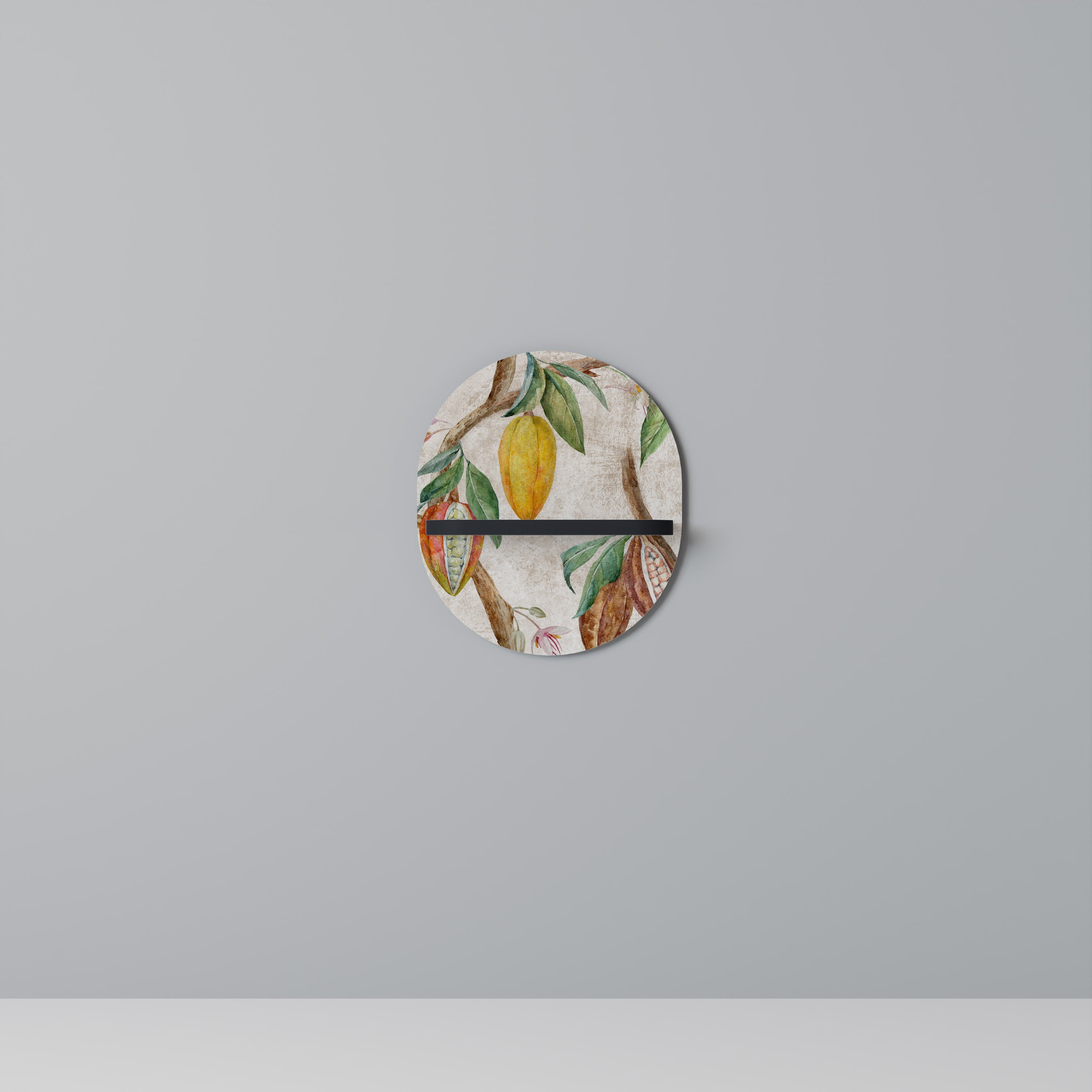 COCOA FRUITS Prateleira Oval Decorativa em Acabamento Preto